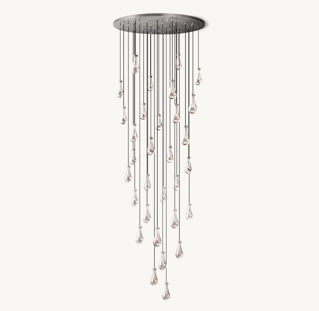 60 Inch Raindrop Glass Round Chandelier – Ava