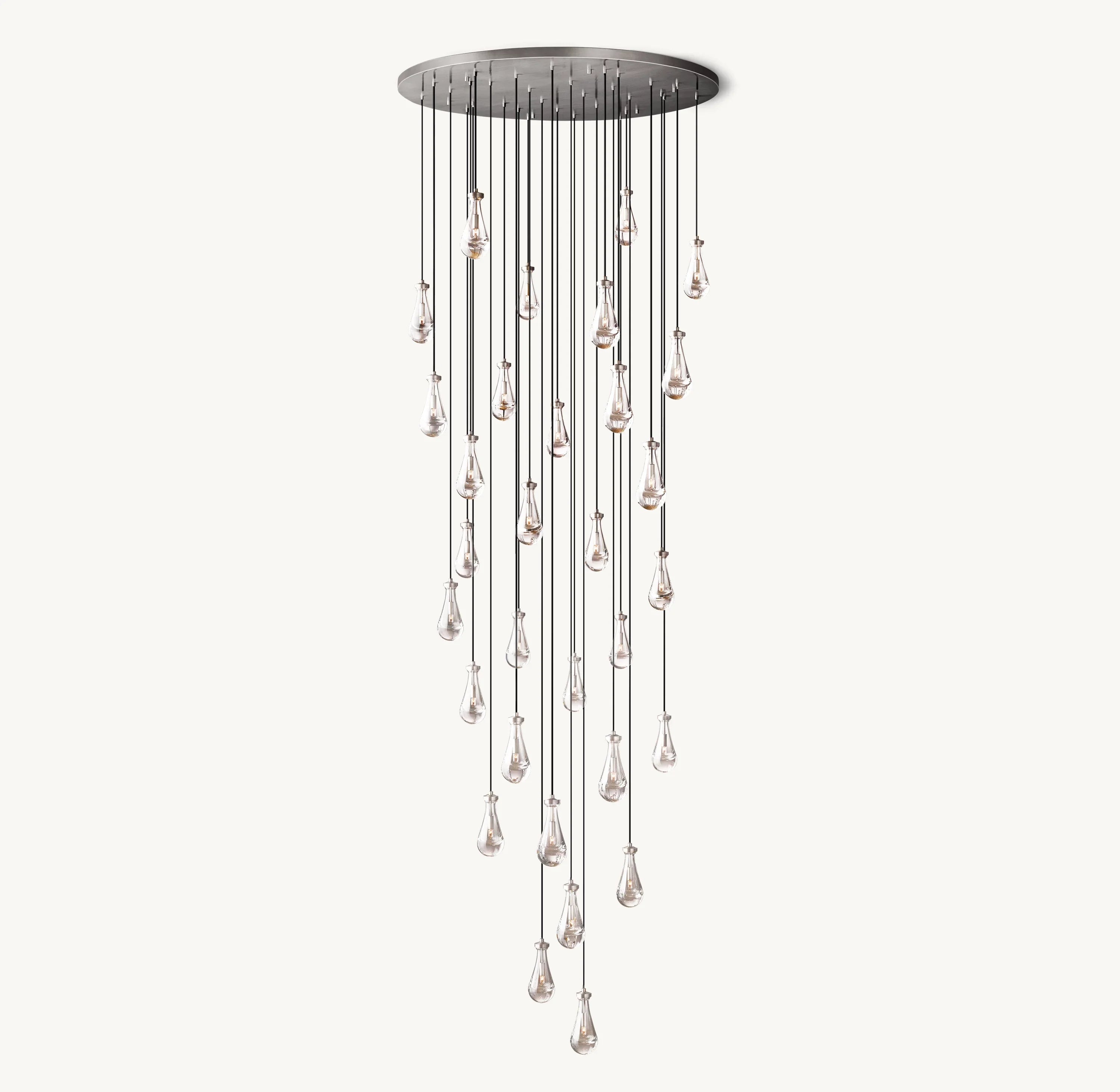 60 Inch Raindrop Glass Round Chandelier – Ava
