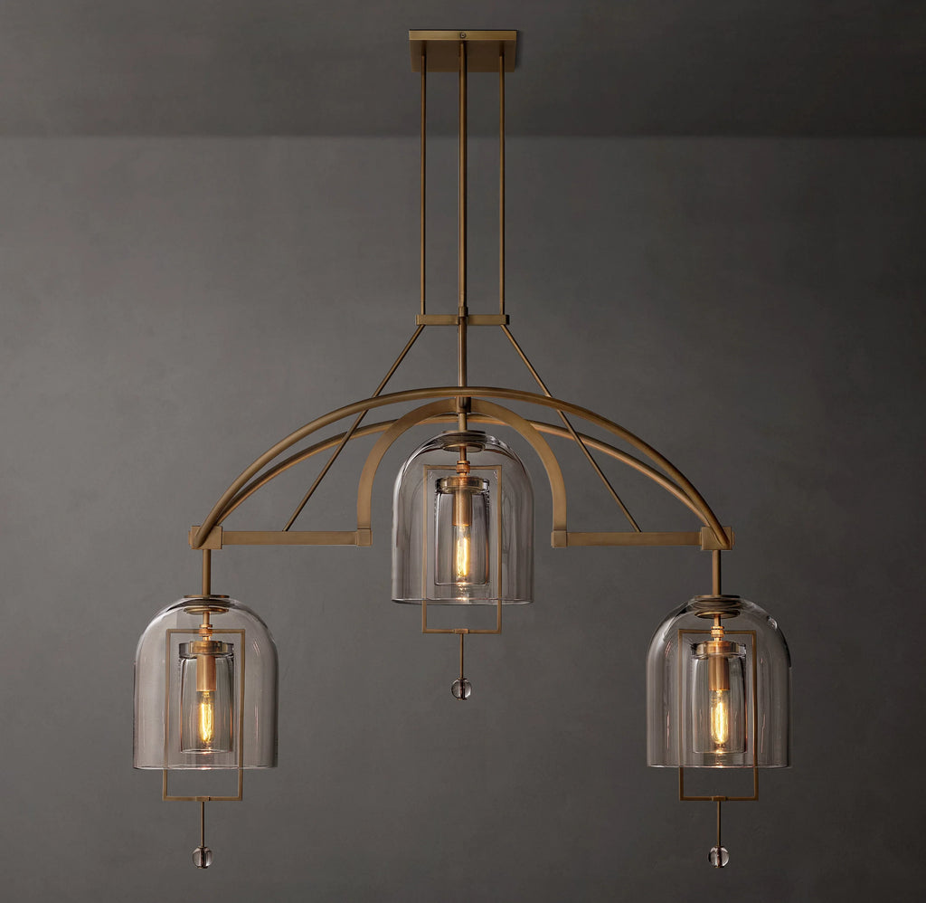 48 Inch Bell Glass Linear Chandelier - Fulcrum