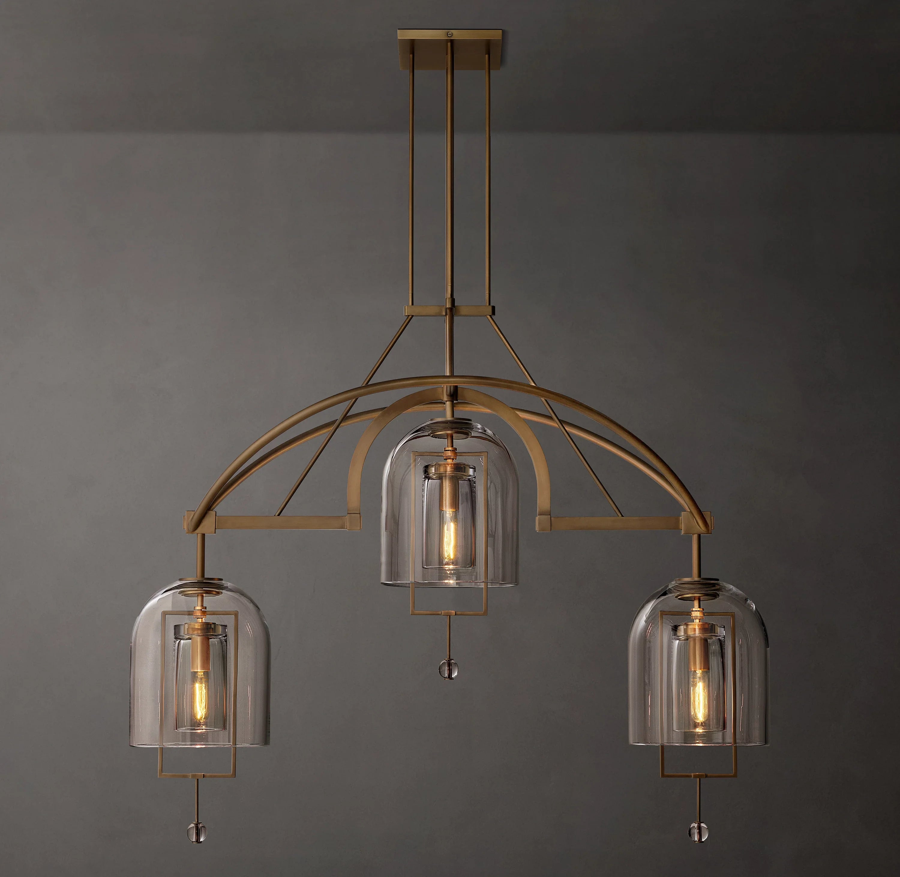 48 Inch Bell Glass Linear Chandelier - Fulcrum