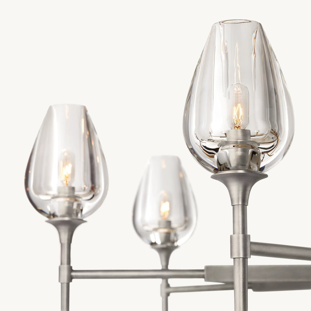 42 Inch Torchiere Crystal Arm Chandelier - Tulip