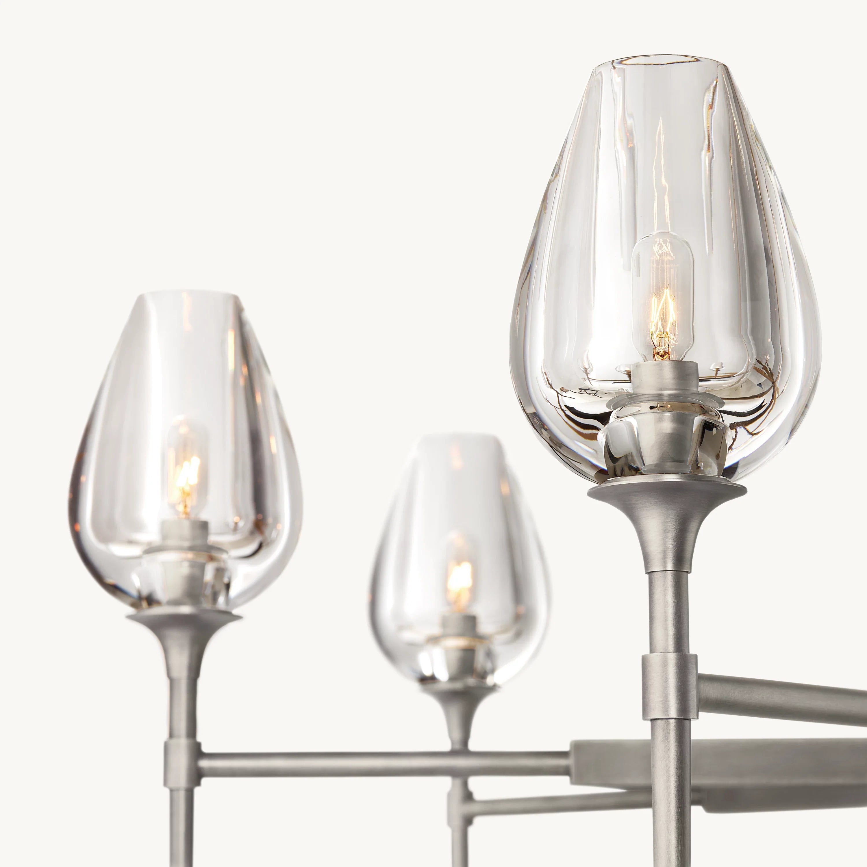 42 Inch Torchiere Crystal Arm Chandelier - Tulip