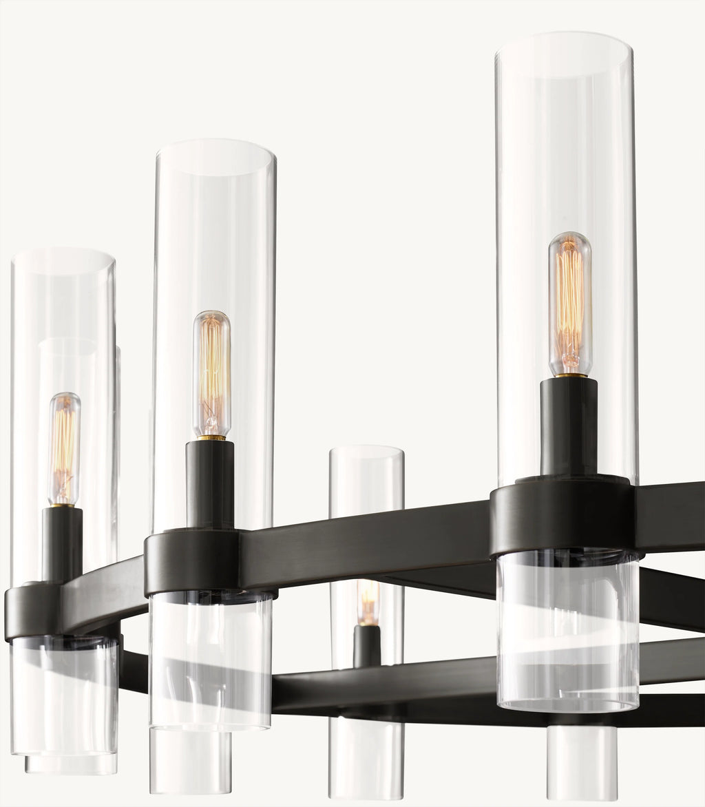 36 Inch Cylindrical Glass Candle Round Chandelier - Ravelle