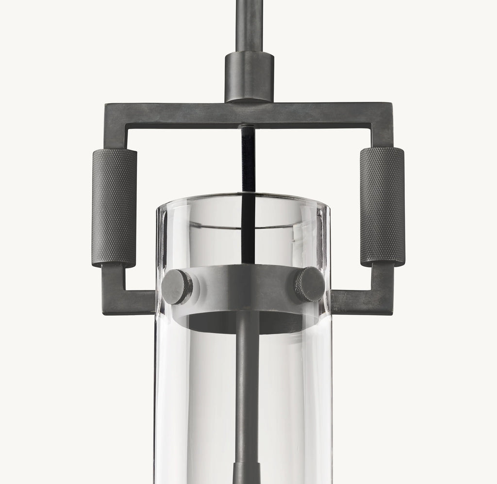 7 Inch Clear Glass Short Cylinder Pendant Light - Machinist
