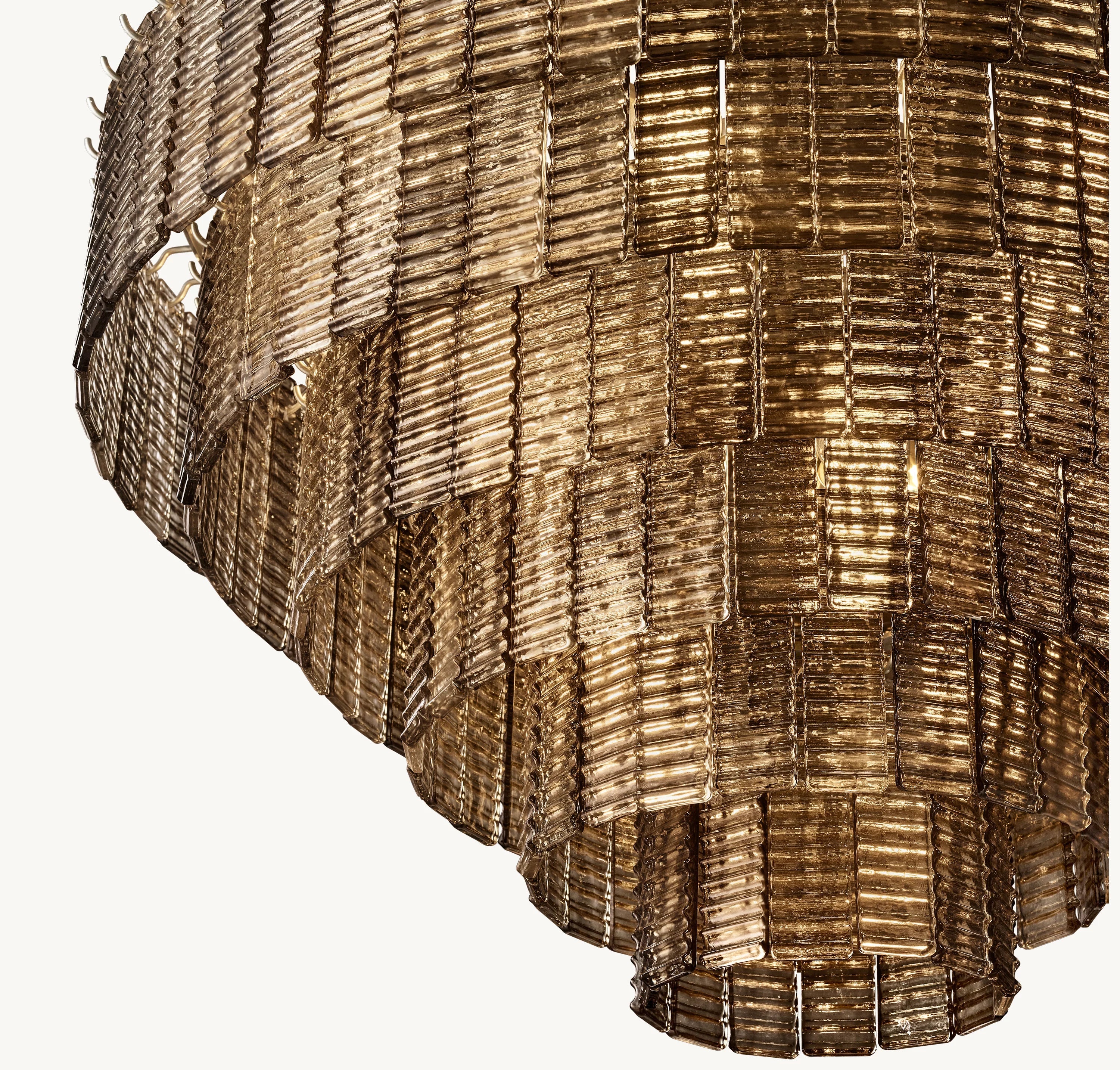 41 Inch Ribbed Smoked Glass Tiered Chandelier - Sirene