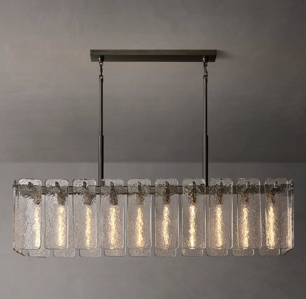 60 Inch Textured Glass Rectangular Chandelier - Calamette