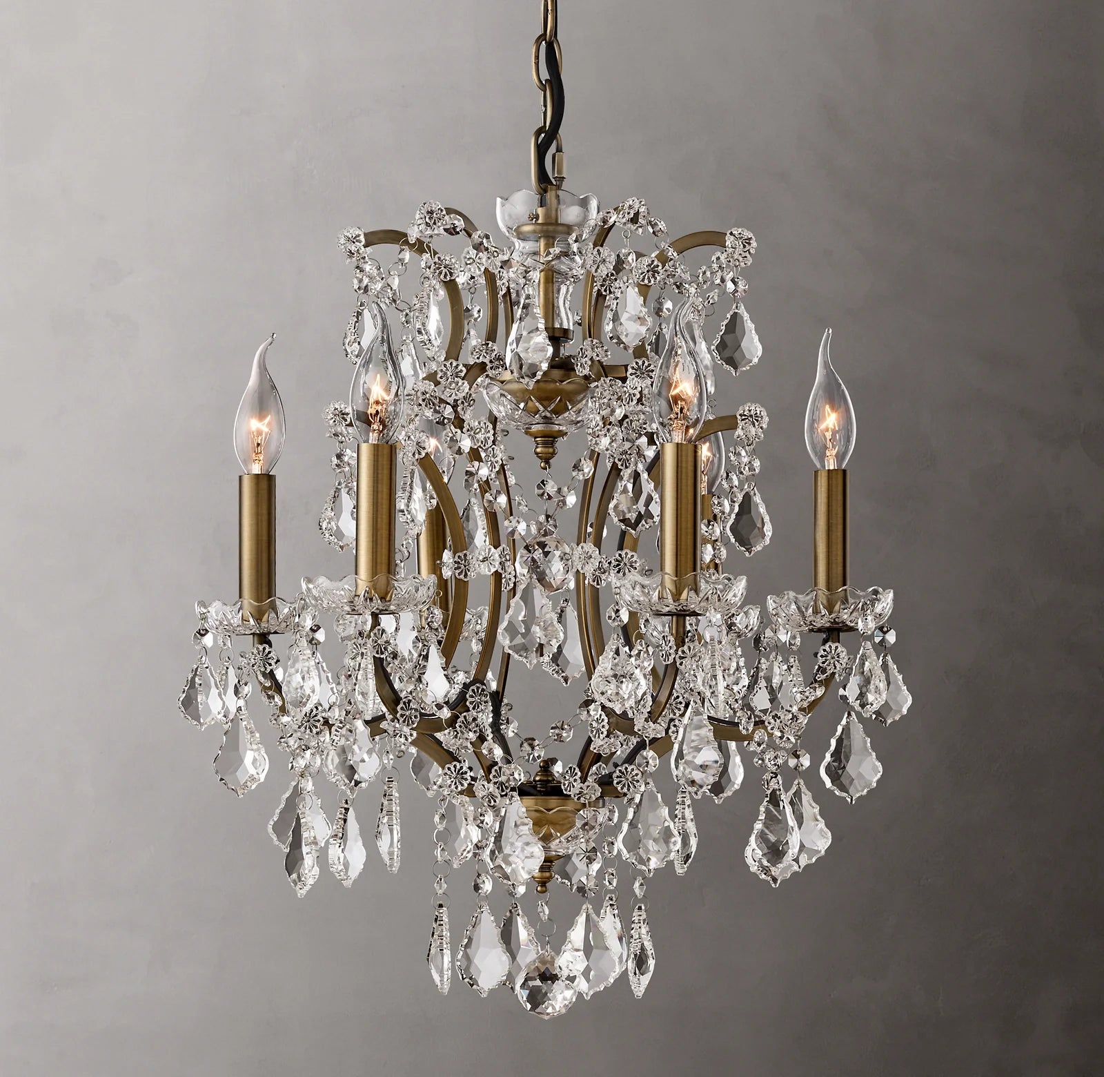18 Inch Candelabra Crystal Chandelier - Rococo