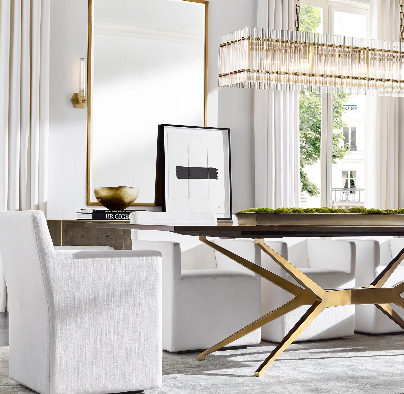 72 Inch Ribbed Glass Rectangular Chandelier - San Marco
