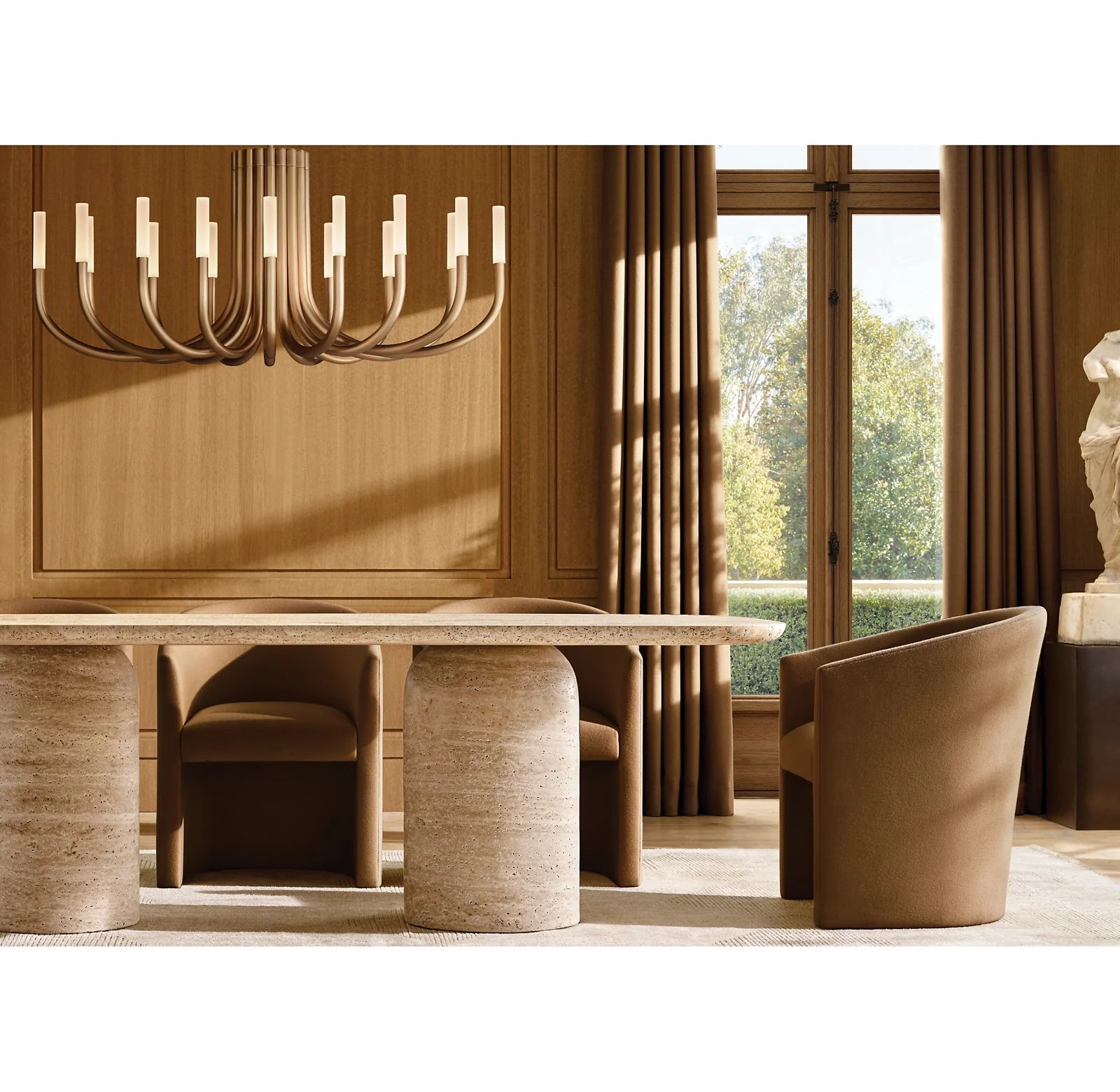 50 Inch Candlestick Swoop Arm Chandelier - Rousseau