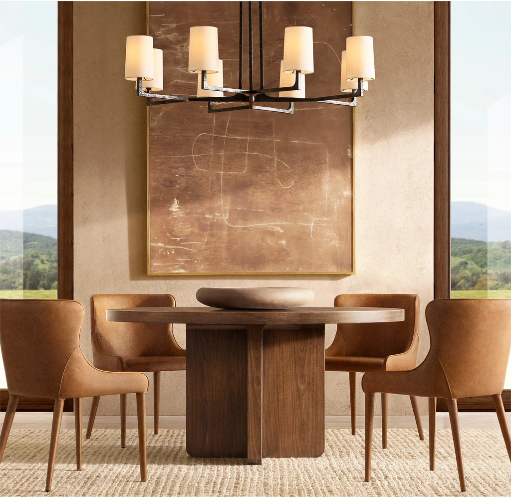 48 Inch Hammered Metal Arm Shaded Chandelier – Wright