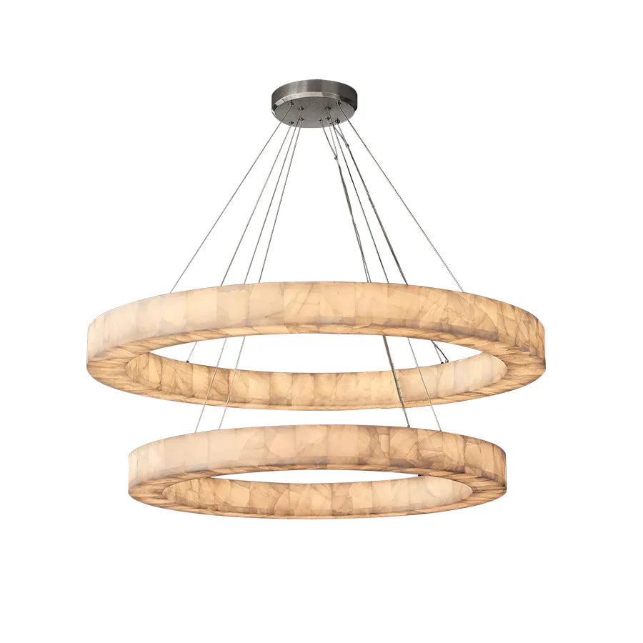 60 Inch Lueur Two-Tier Alabaster Chandelier - Rivage