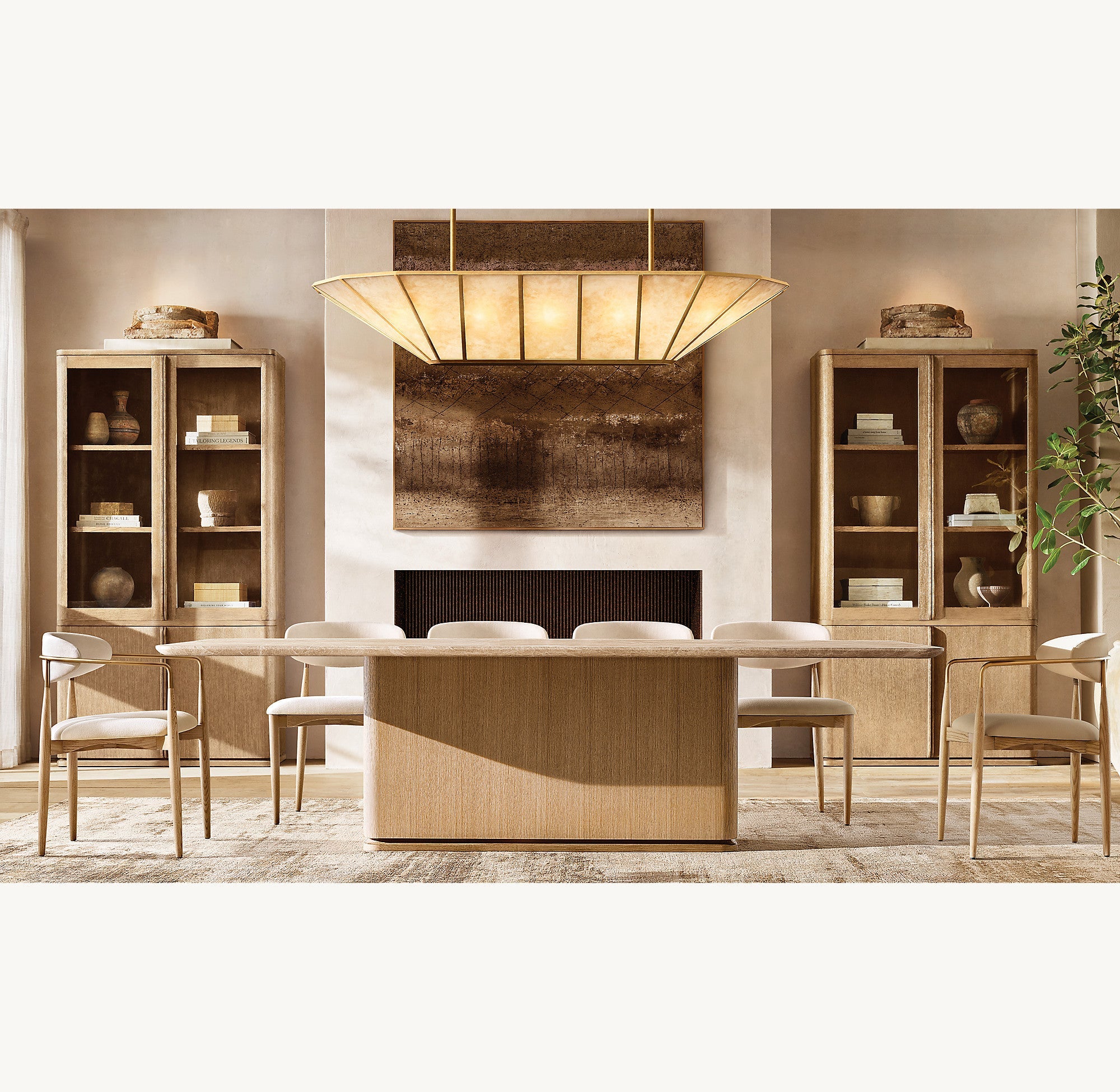 74 Inch Alabaster Umbrella Linear Chandelier - Lucette