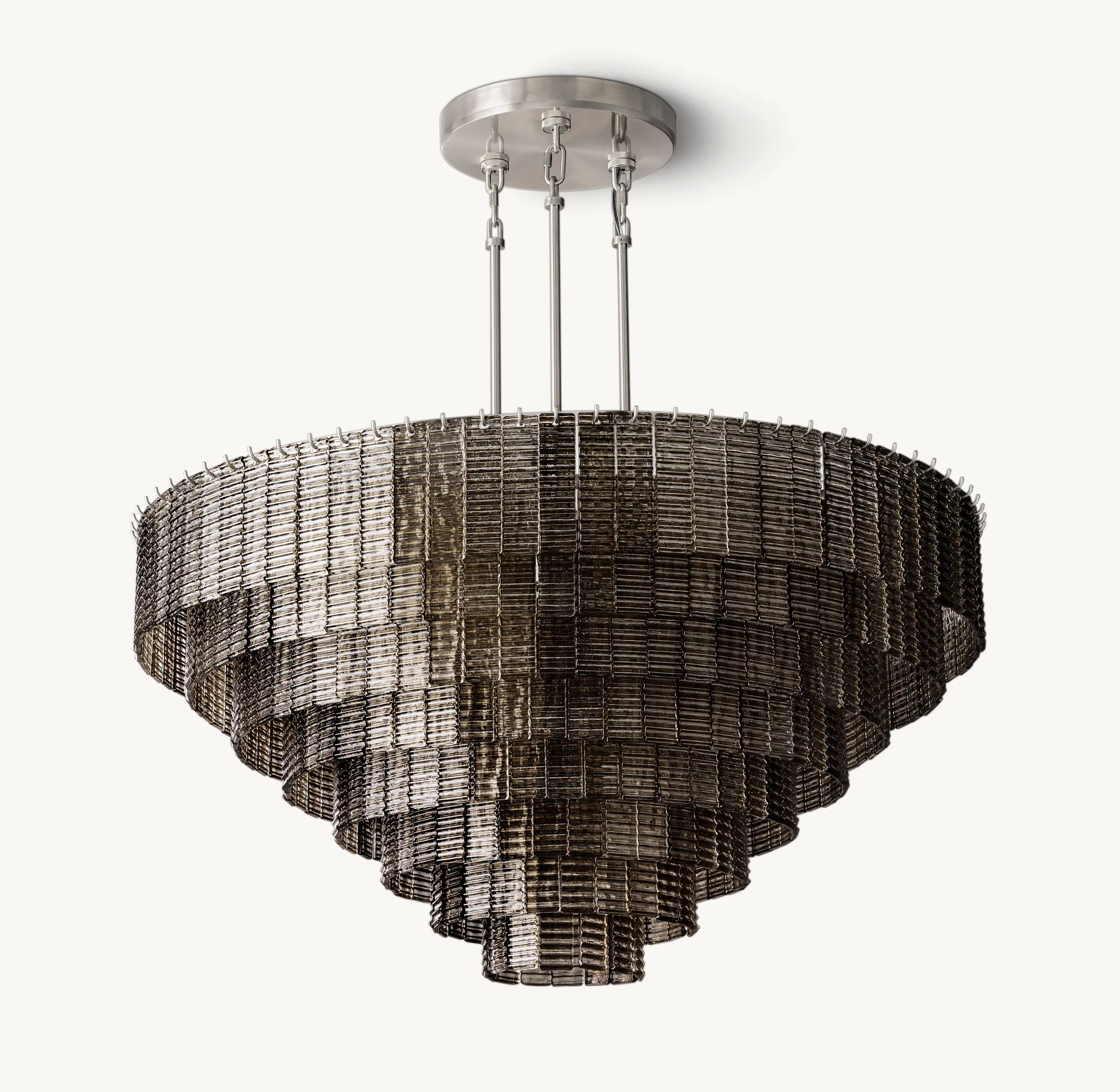 52 Inch Ribbed Smoked Glass Tiered Chandelier - Sirene