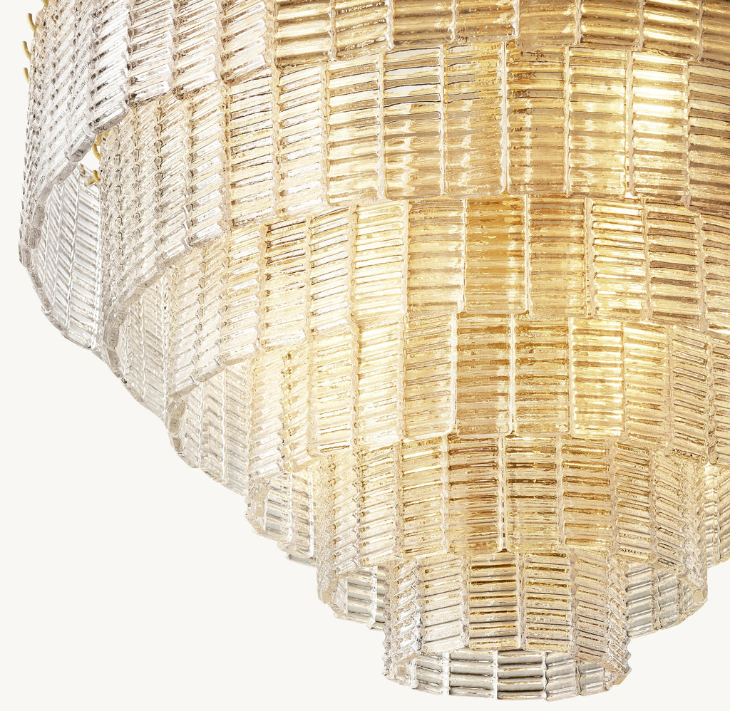 41 Inch Ribbed Clear Glass Tiered Chandelier - Sirene