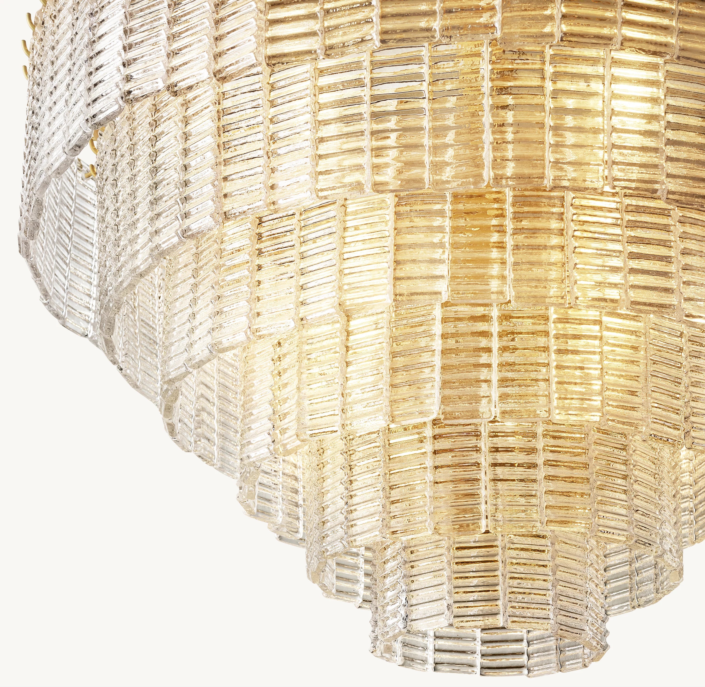 41 Inch Ribbed Clear Glass Tiered Chandelier - Sirene