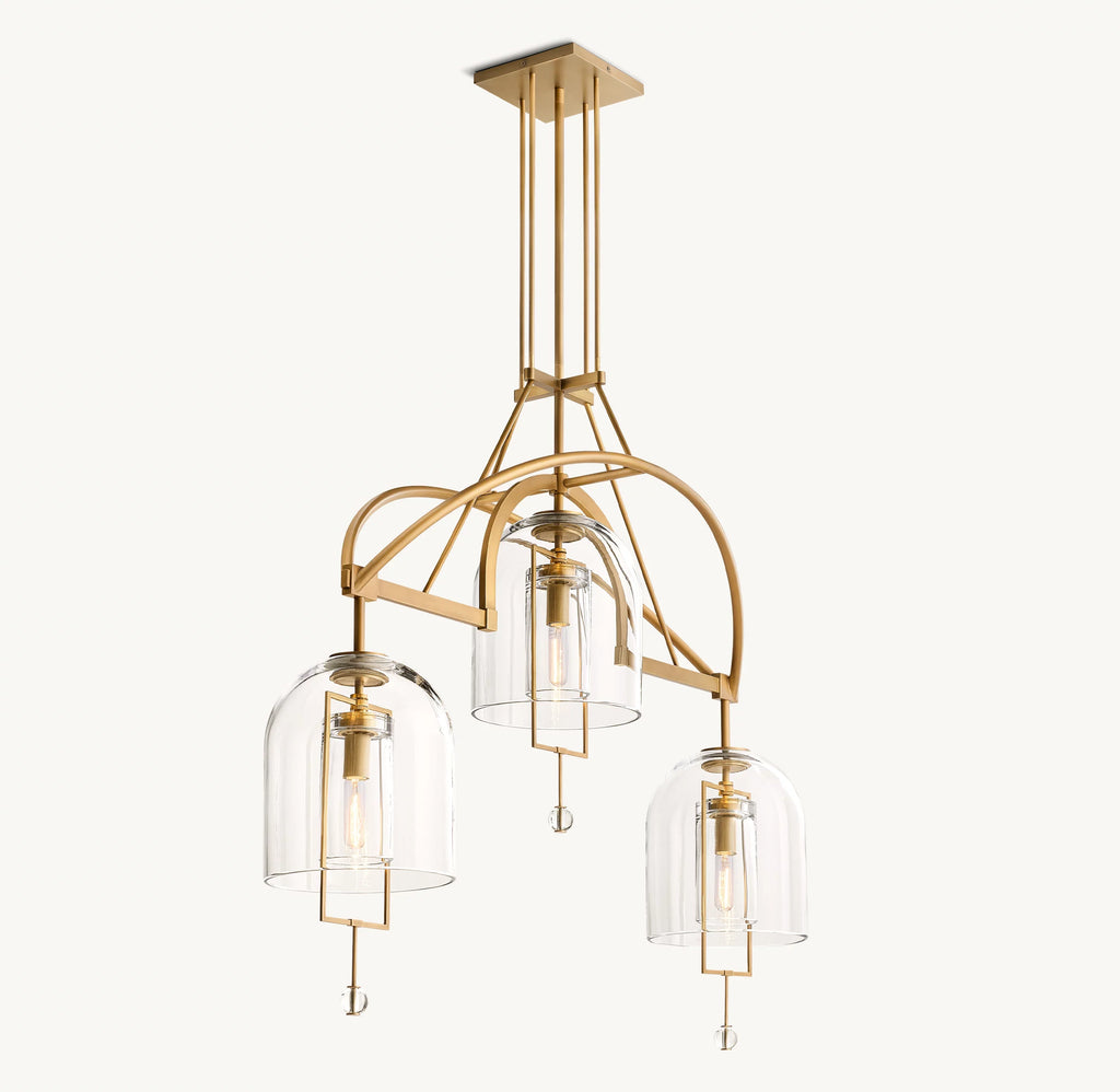 48 Inch Bell Glass Linear Chandelier - Fulcrum