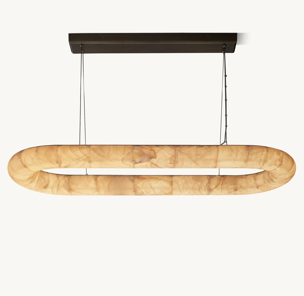57 Inch Lisse Oval Alabaster Chandelier - Rivage