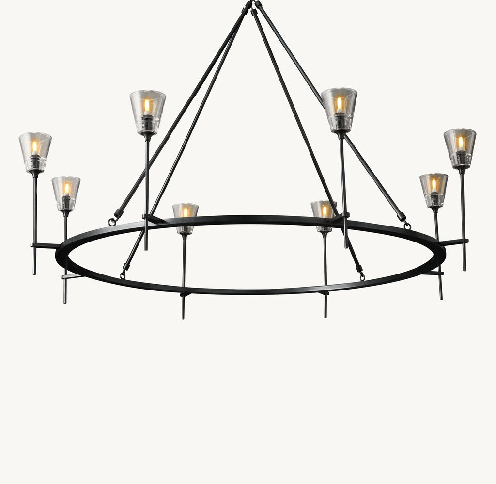 58 Inch Torch Round Chandelier - Verre