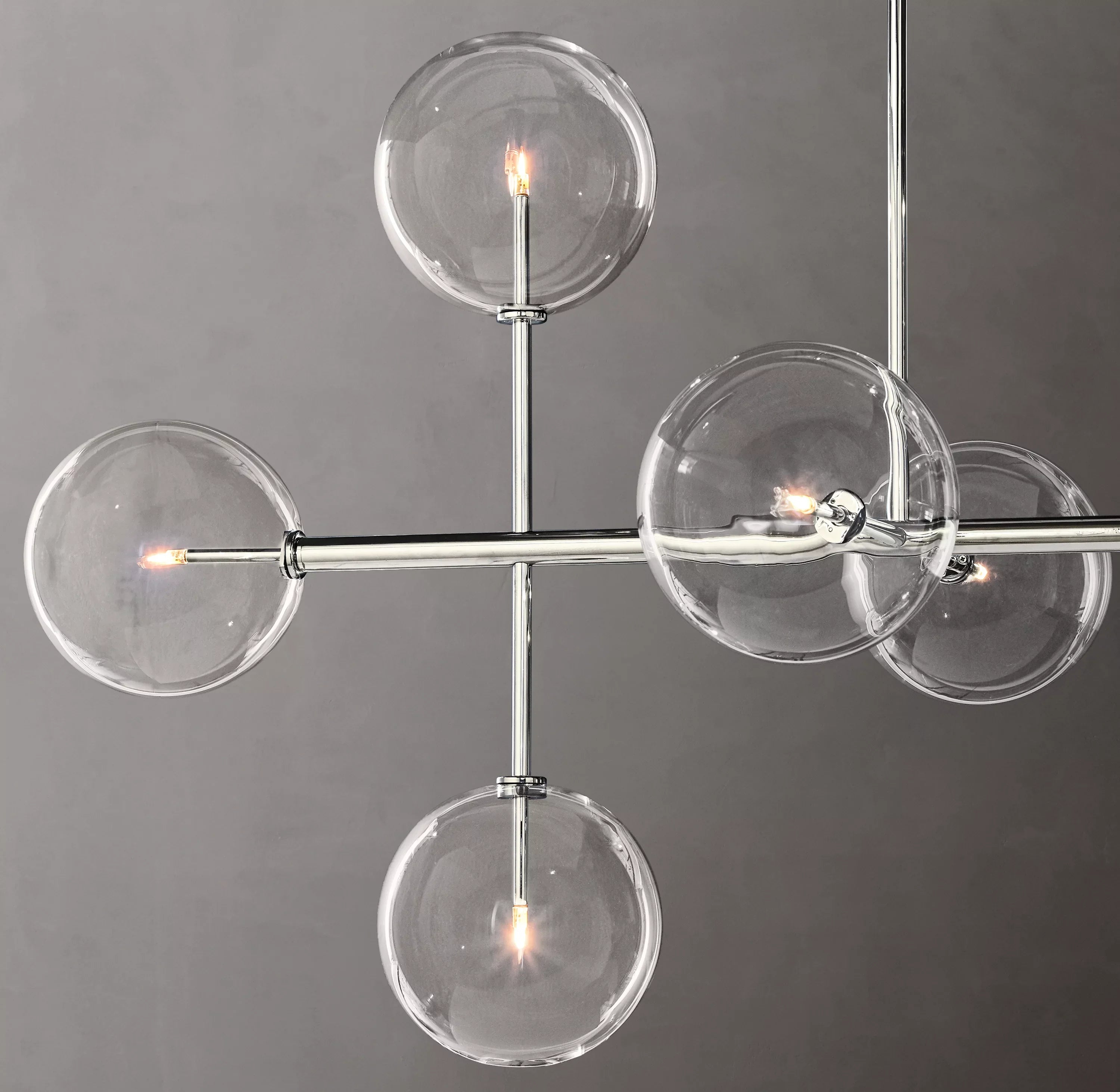 58 Inch Linear Sputnik Globe Glass Chandelier - Mobile