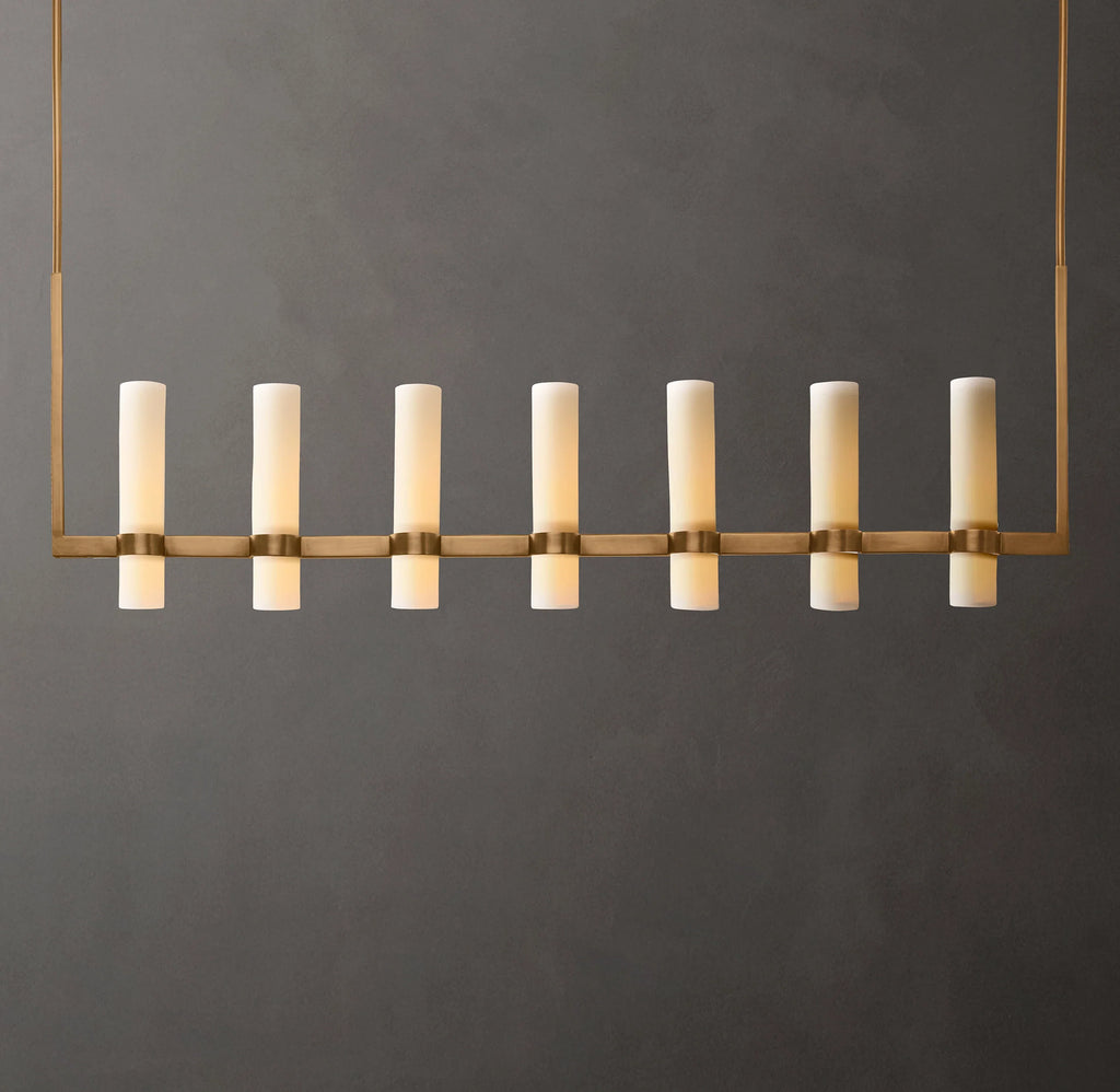 54 Inch Cylindrical Milk Glass Linear Chandelier - Ravelle