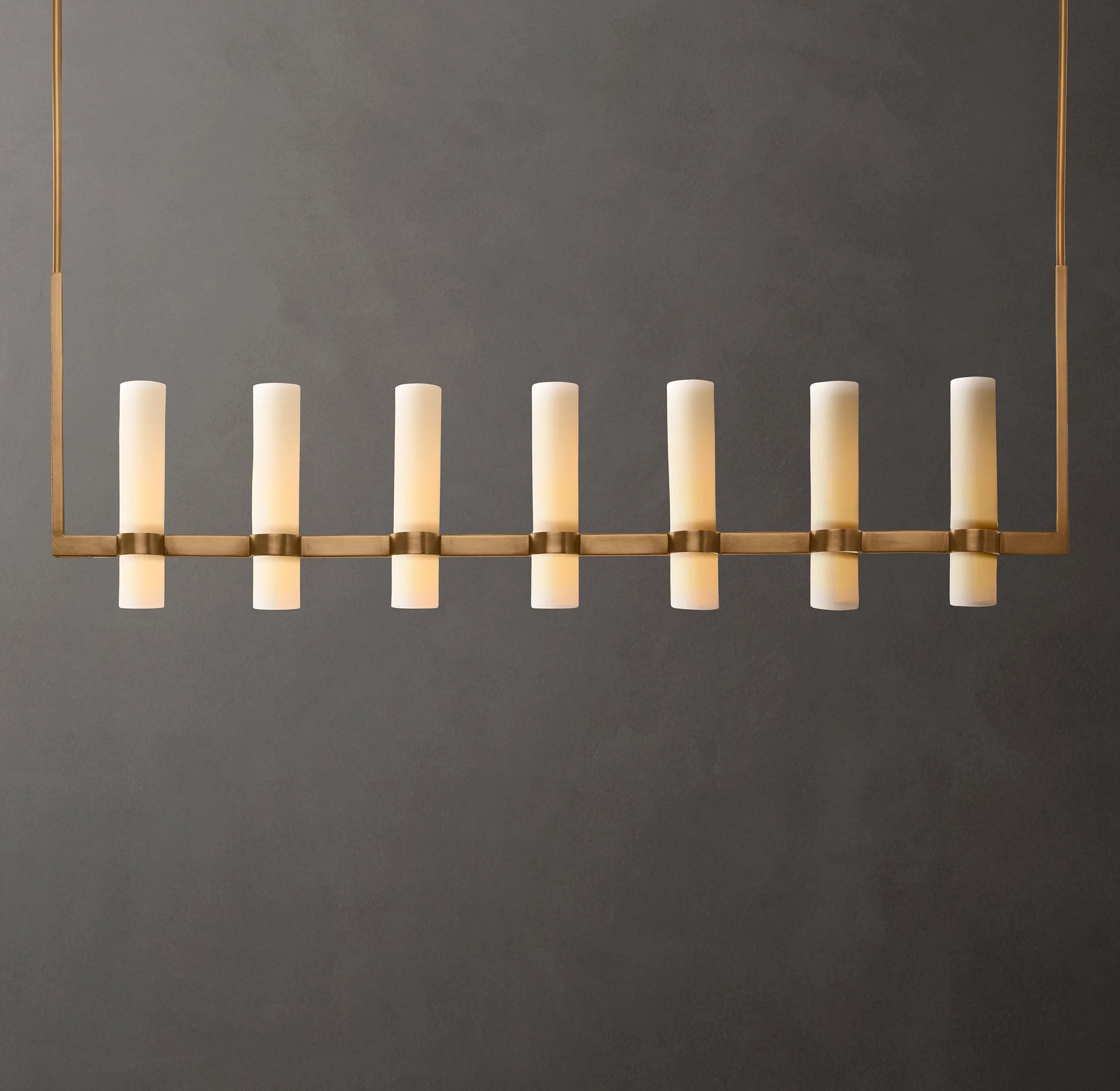 54 Inch Cylindrical Milk Glass Linear Chandelier - Ravelle