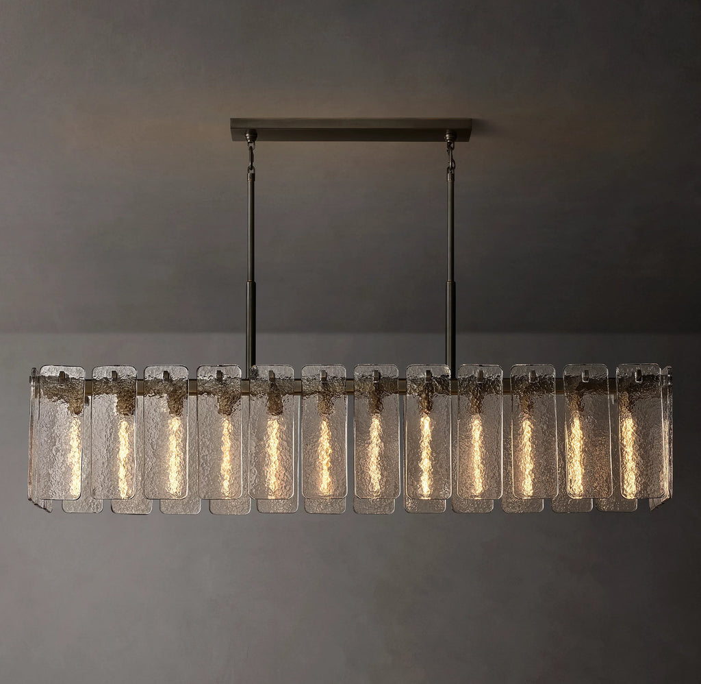 72 Inch Textured Glass Rectangular Chandelier - Calamette