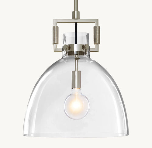 18 Inch Clear Glass Dome Pendant Light - Machinist
