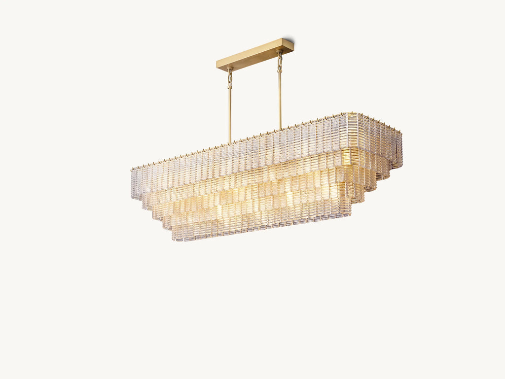 77 Inch Ribbed Clear Glass Rectangular Chandelier - Sirene