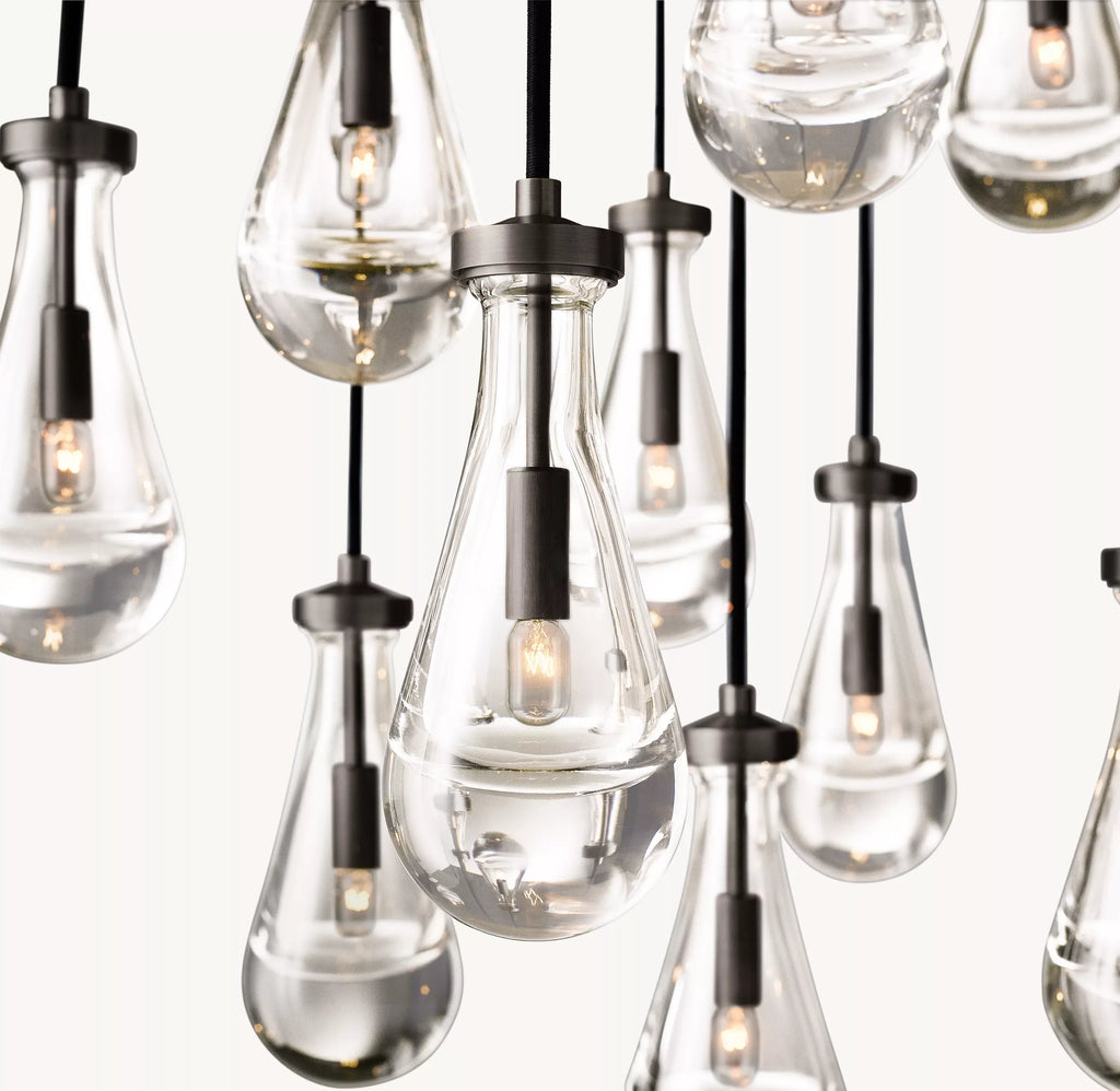 36 Inch Raindrop Glass Round Chandelier – Ava
