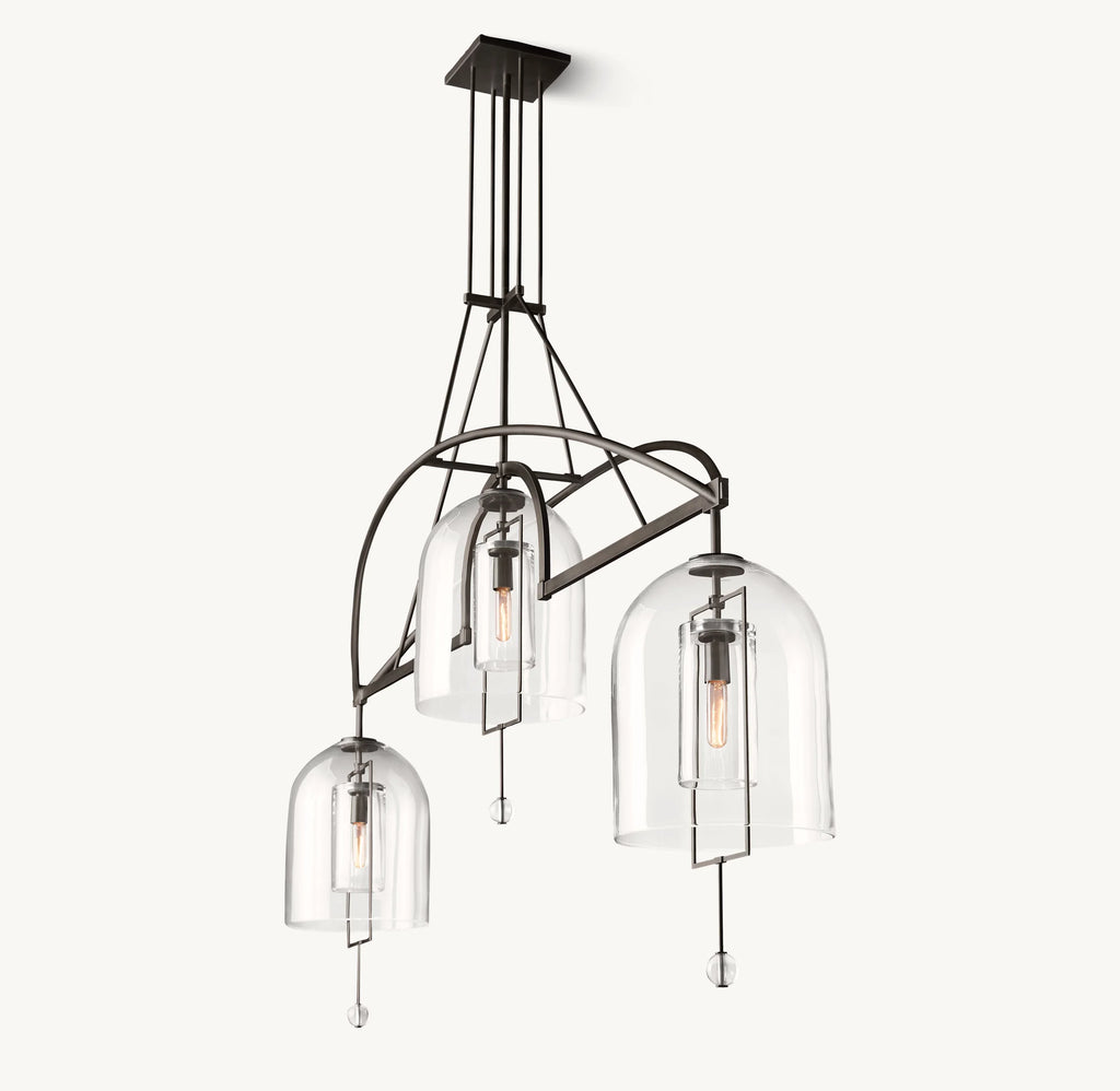 61 Inch Bell Glass Linear Chandelier - Fulcrum