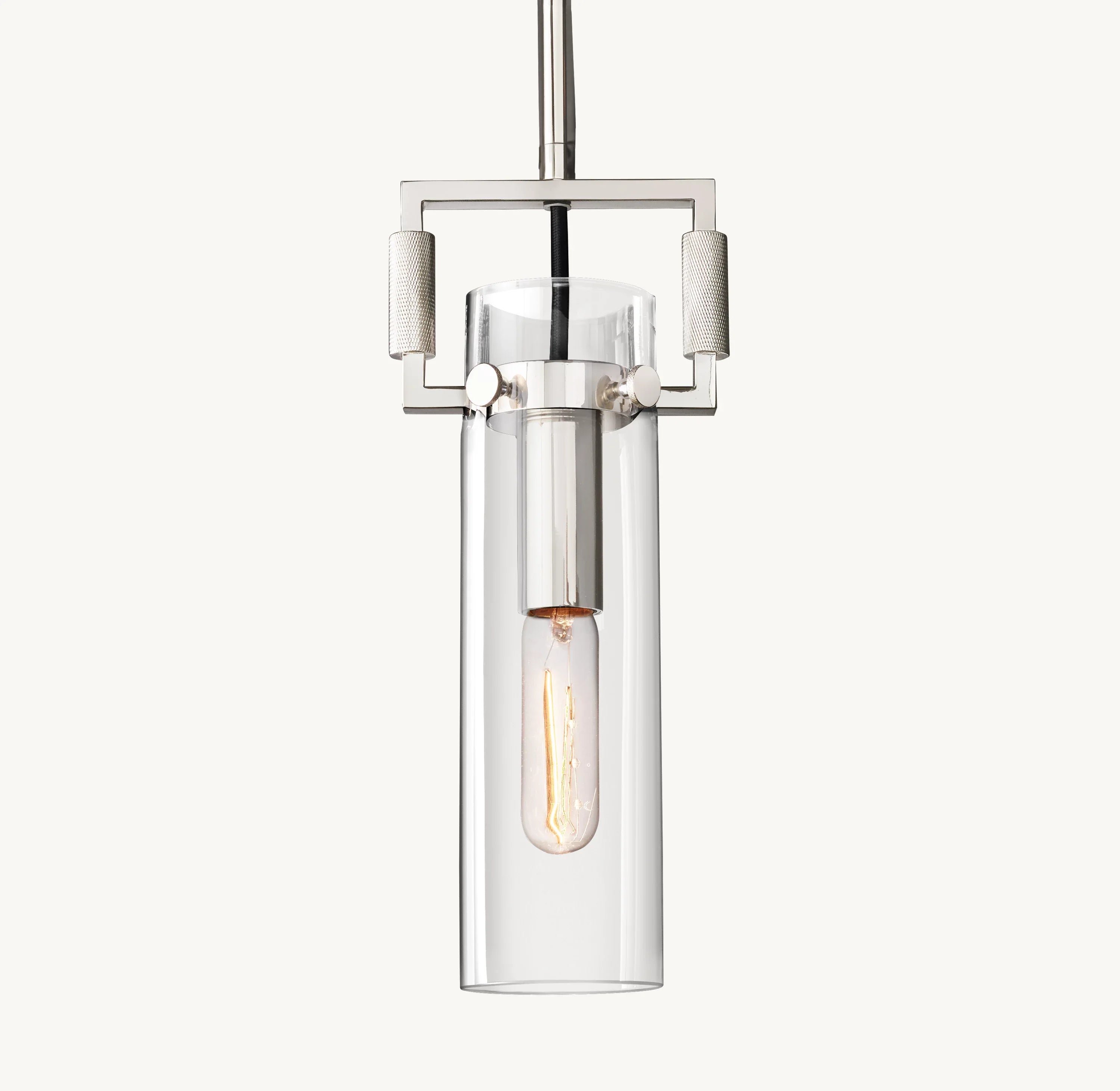 7 Inch Clear Glass Short Cylinder Pendant Light - Machinist