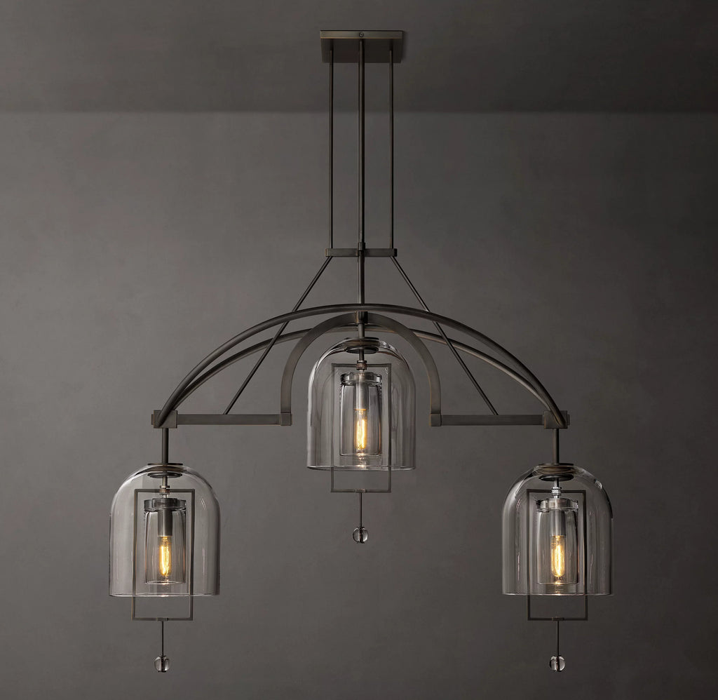 48 Inch Bell Glass Linear Chandelier - Fulcrum