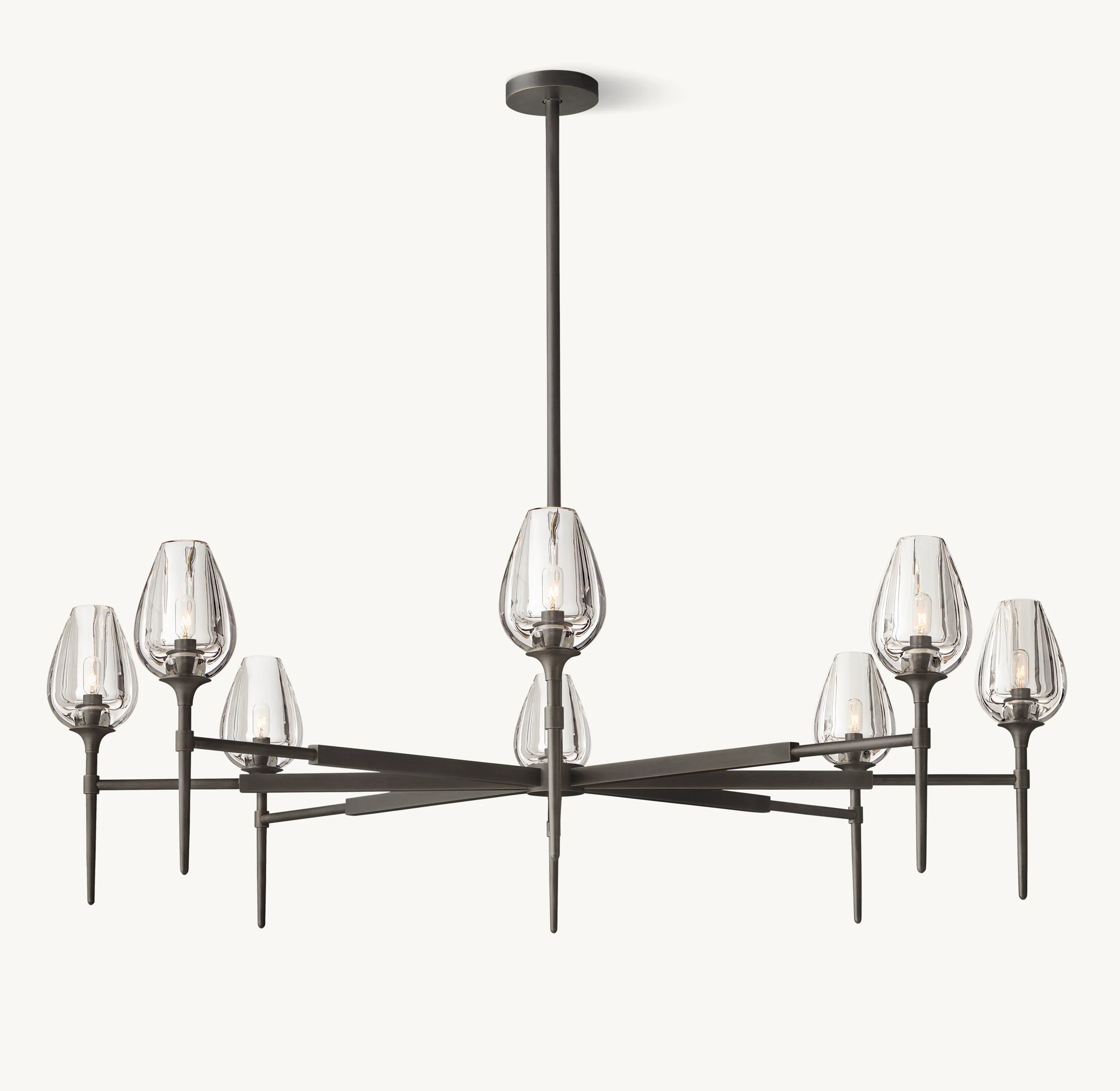 54 Inch Torchiere Crystal Arm Chandelier - Tulip