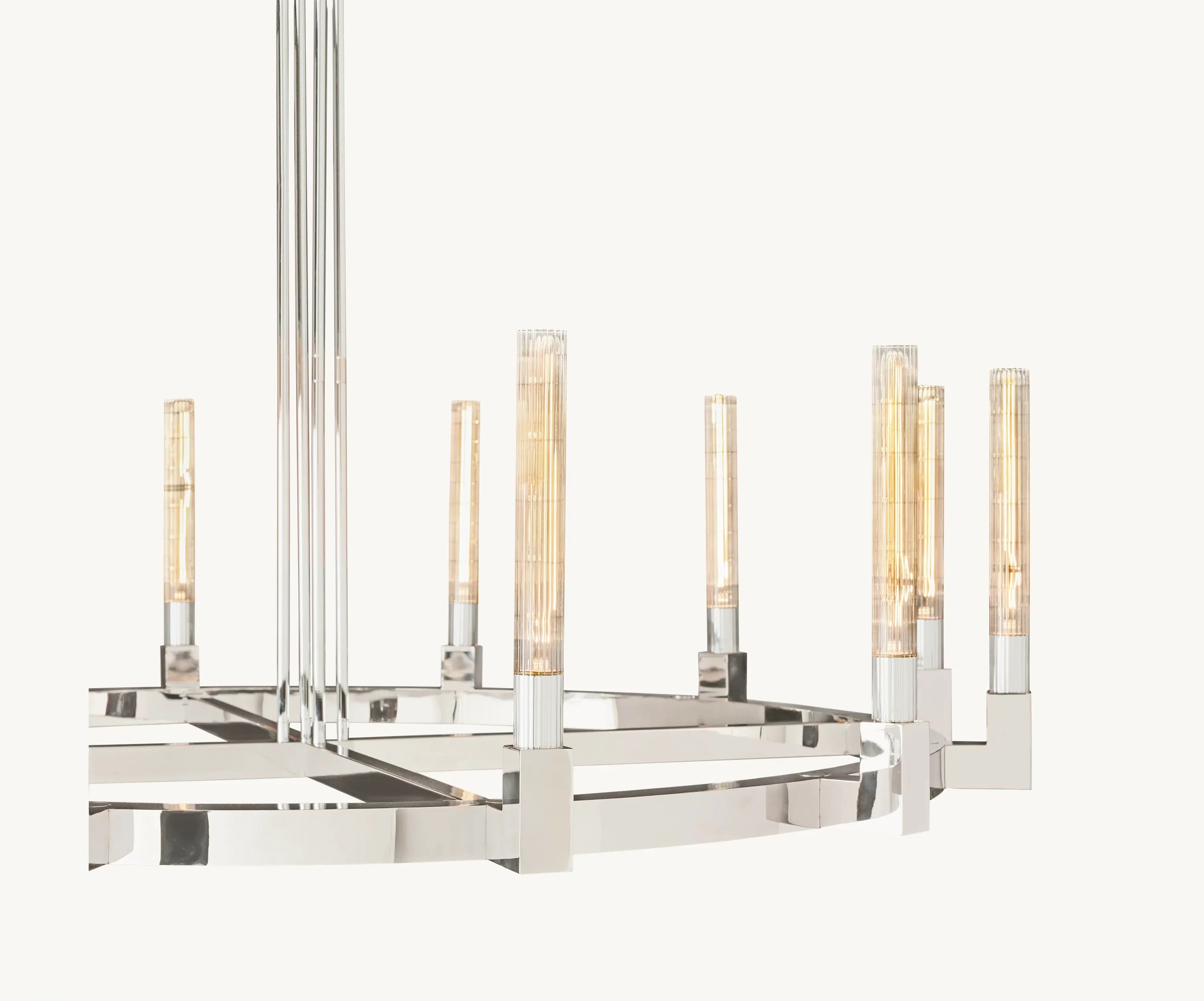 60 Inch Fluted-Glass Candlestick Round Chandelier - Cannele