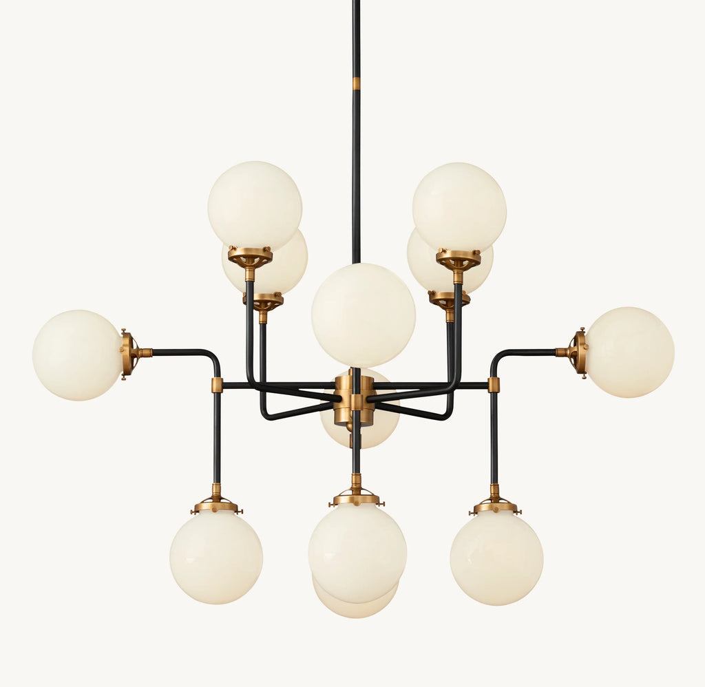 42 Inch Milk Glass Sputnik Globe Chandelier - Bistro
