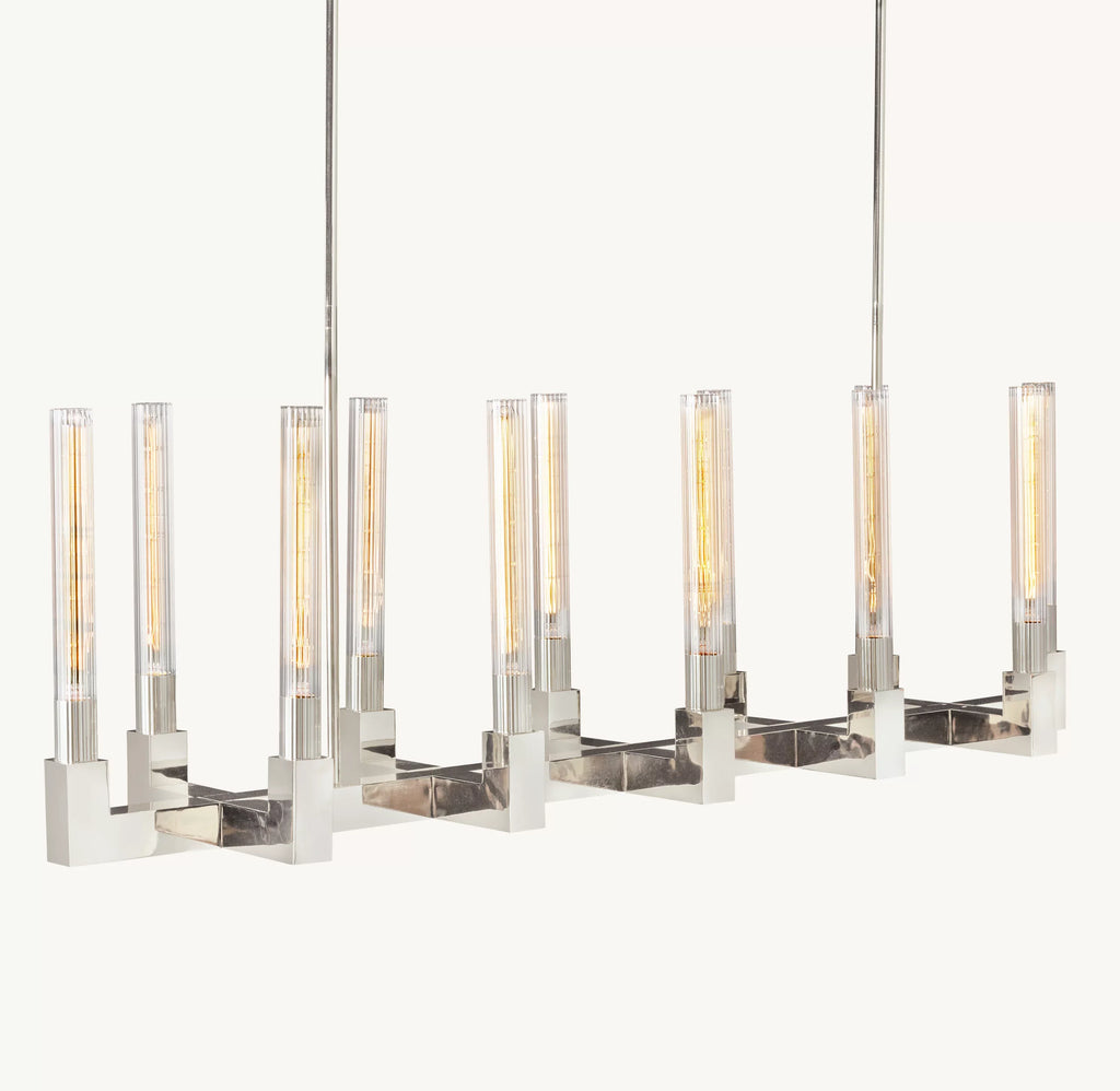 55 Inch Fluted-Glass Candlestick Linear Chandelier - Cannele