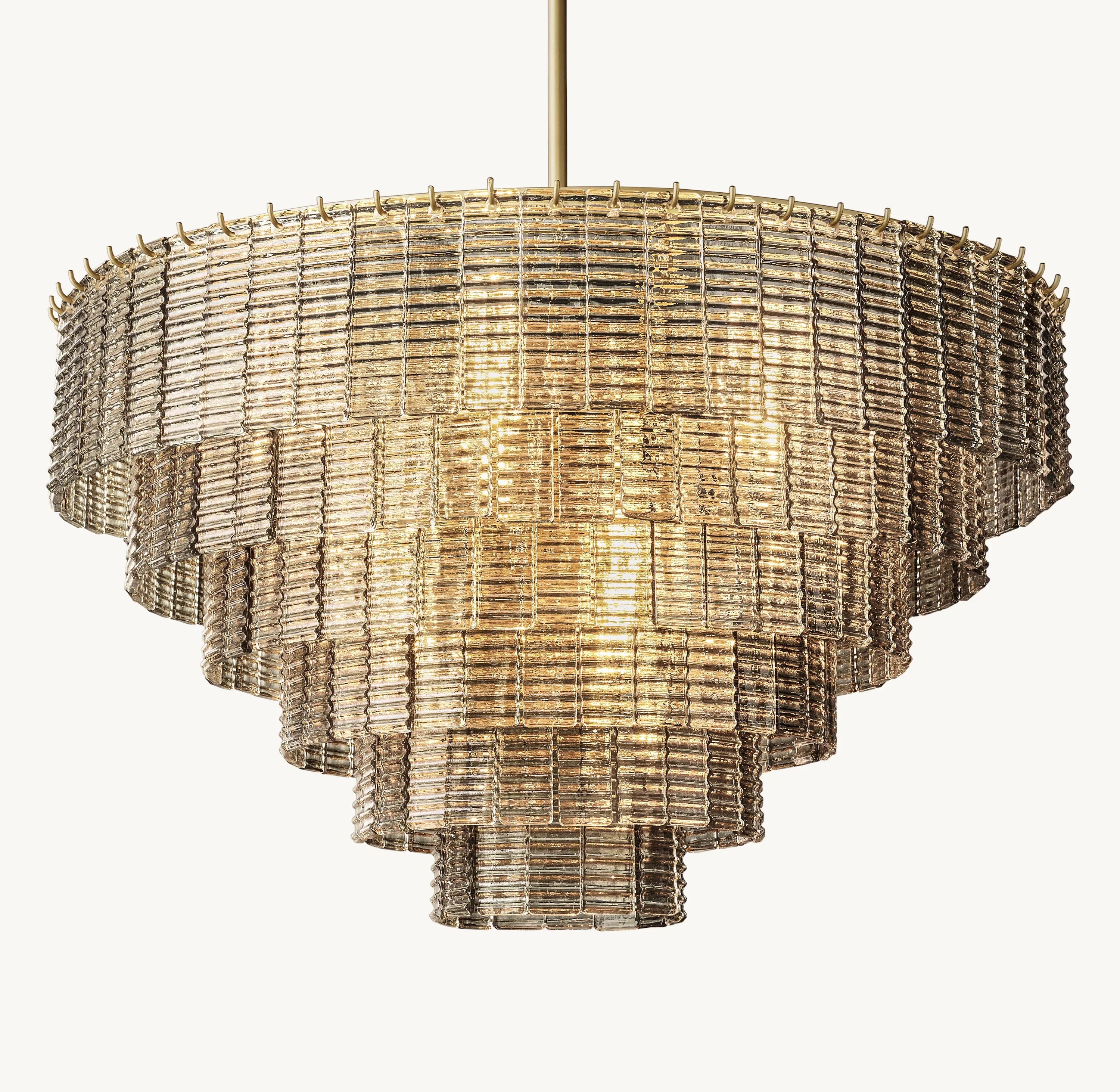41 Inch Ribbed Smoked Glass Tiered Chandelier - Sirene
