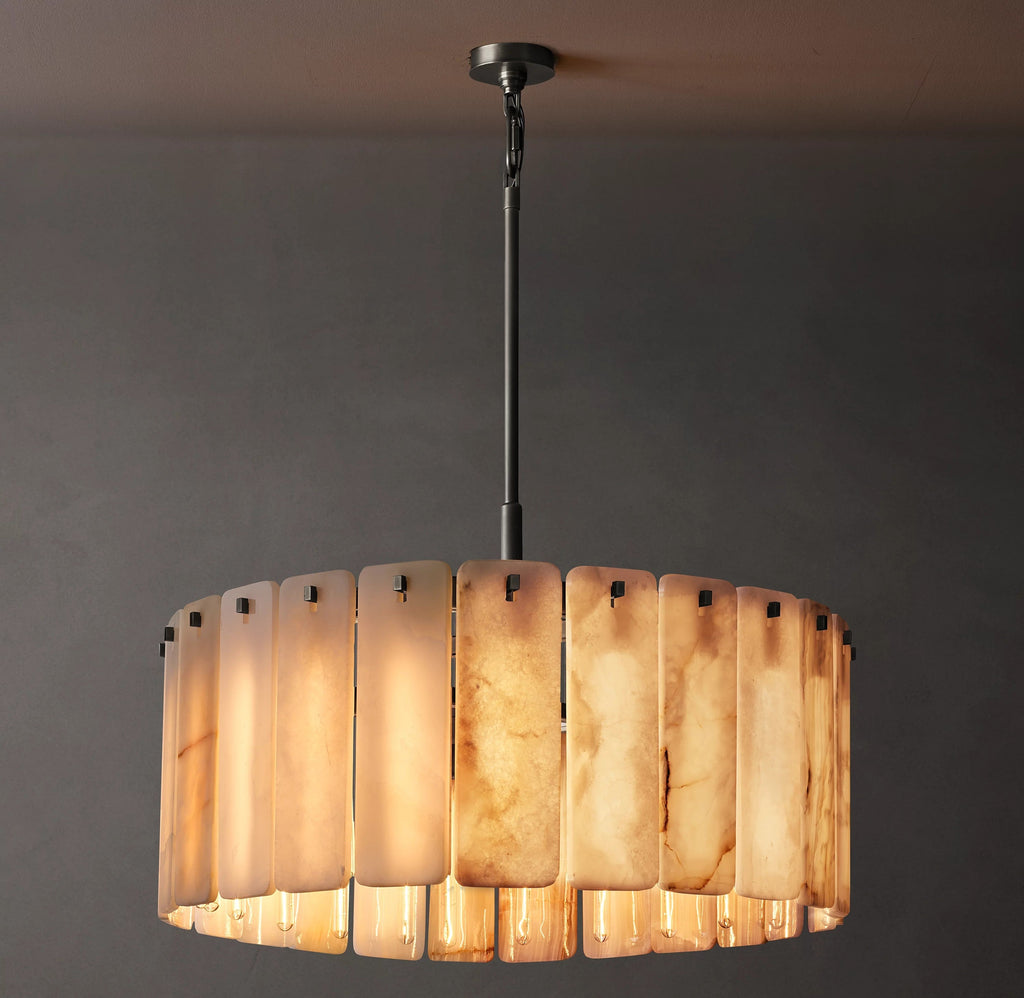 36 Inch Alabaster Round Chandelier - Calamette