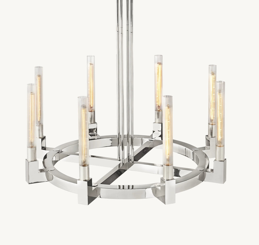 36 Inch Fluted-Glass Candlestick Round Chandelier - Cannele