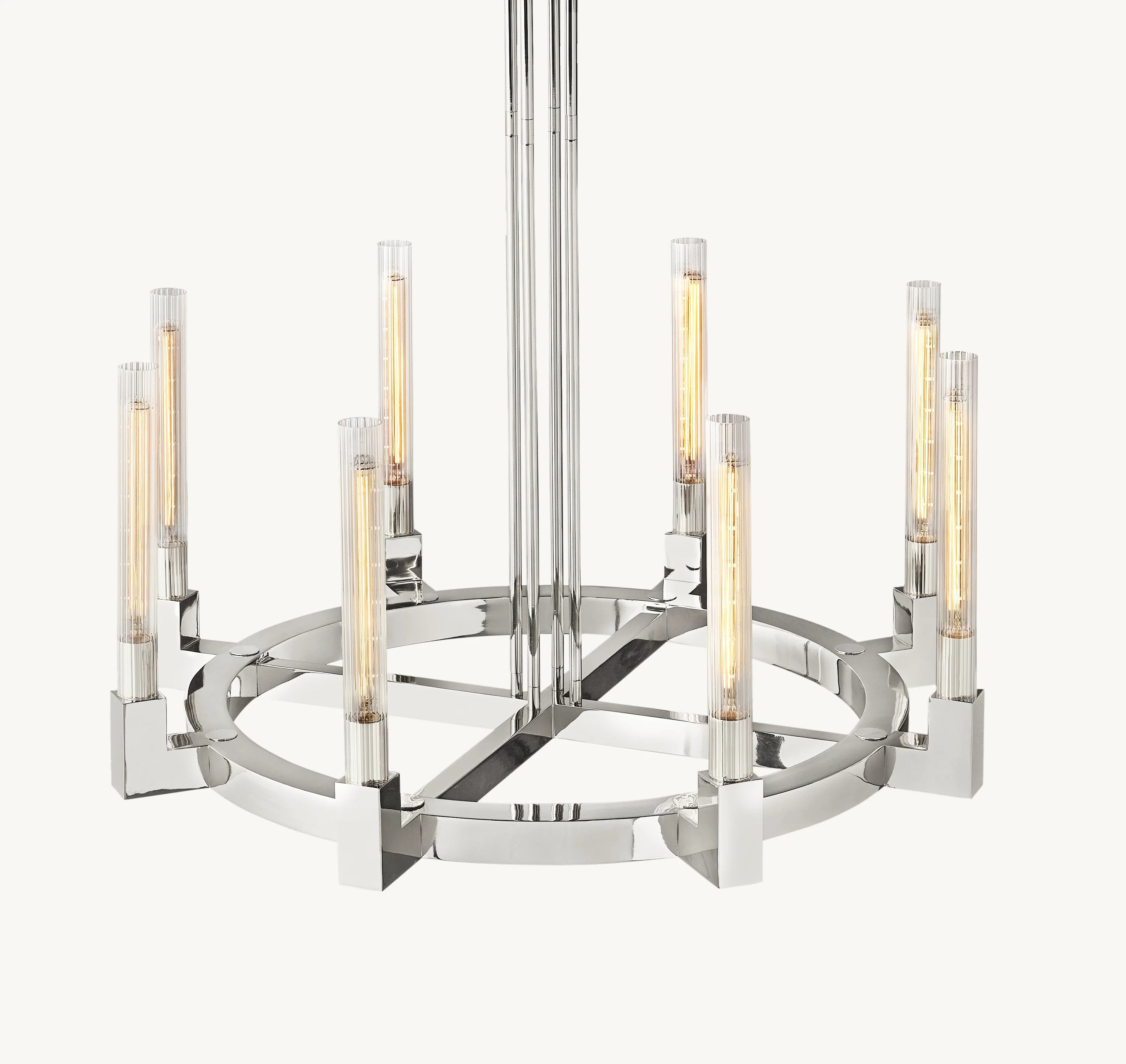 36 Inch Fluted-Glass Candlestick Round Chandelier - Cannele