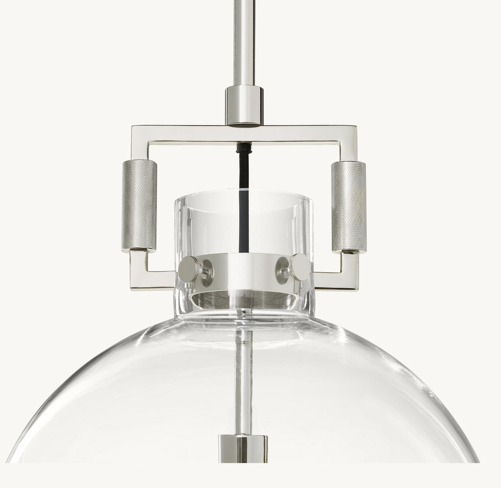 18 Inch Clear Glass Globe Pendant Light - Machinist
