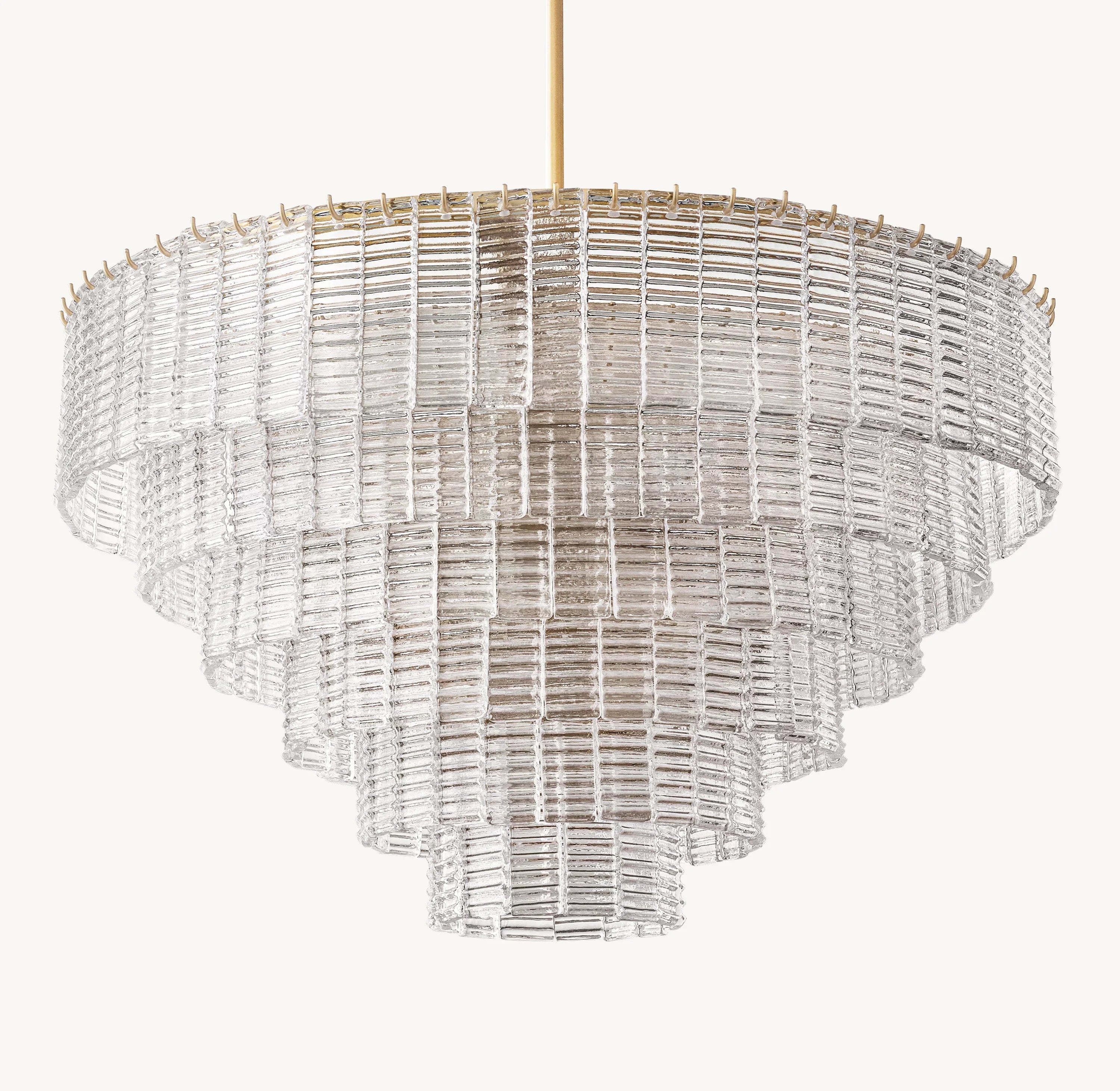 41 Inch Ribbed Clear Glass Tiered Chandelier - Sirene