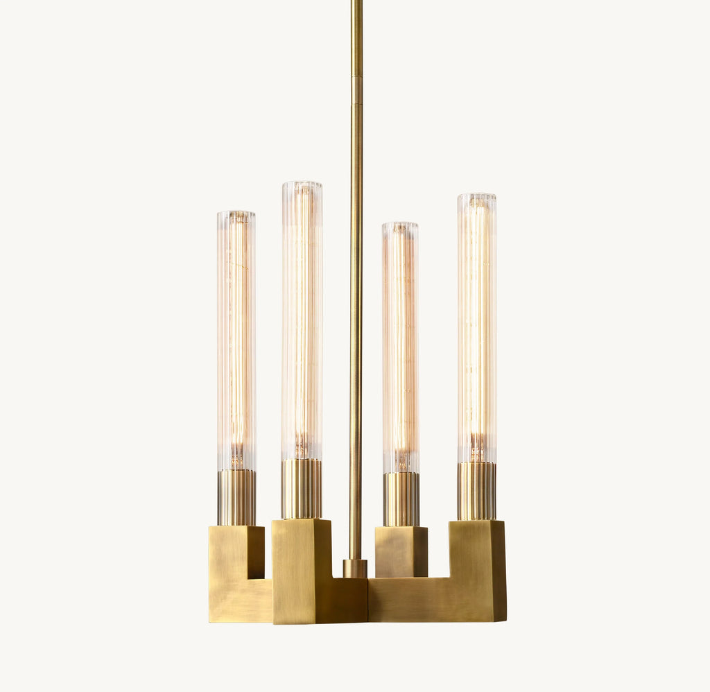 Fluted-Glass Candlestick Pendant Light - Cannele