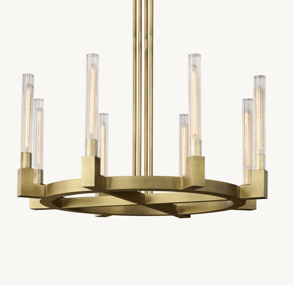 36 Inch Fluted-Glass Candlestick Round Chandelier - Cannele