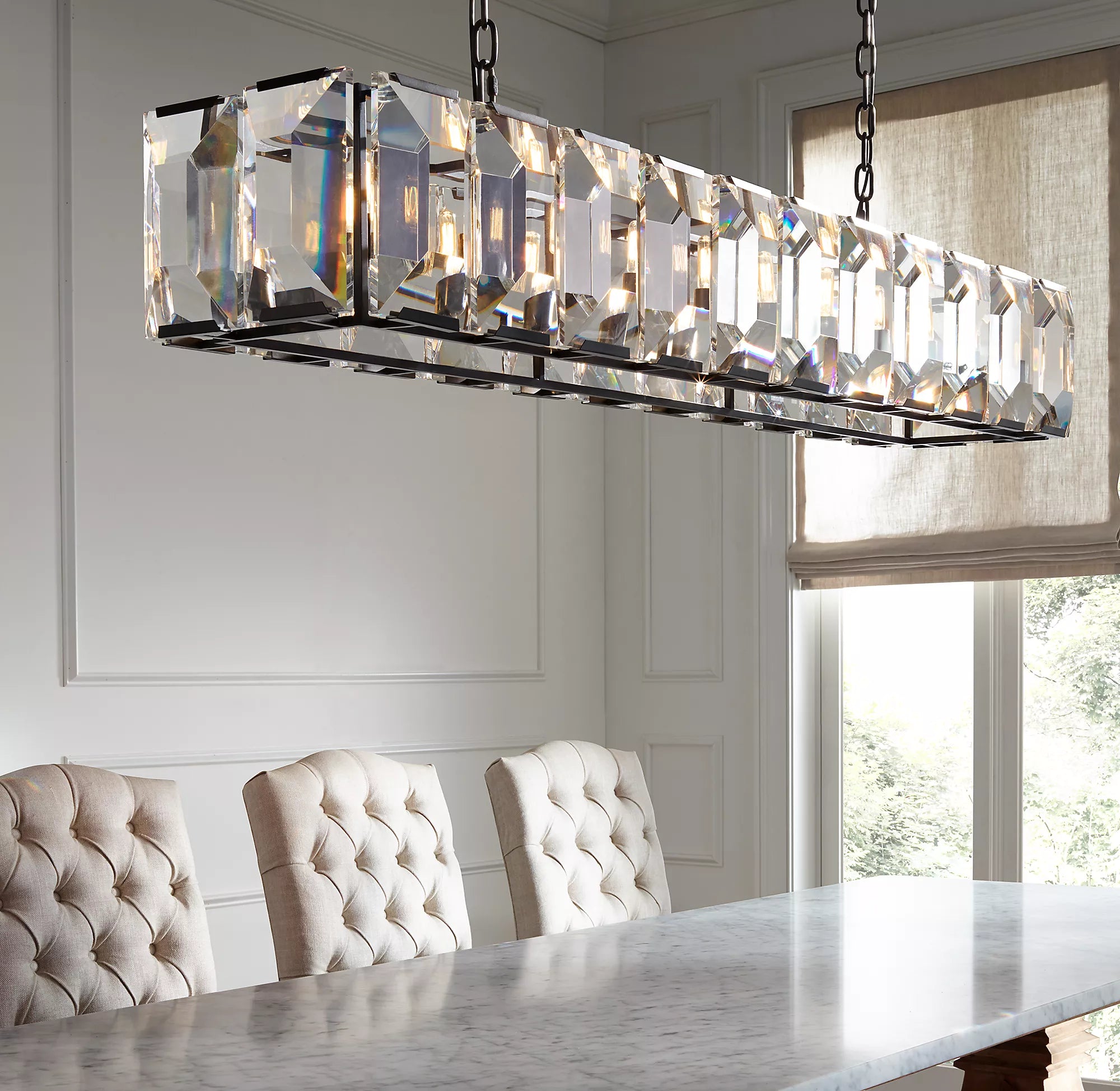 74 Inch Crystal Rectangular Chandelier – Harlow