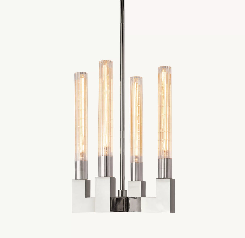 Fluted-Glass Candlestick Pendant Light - Cannele