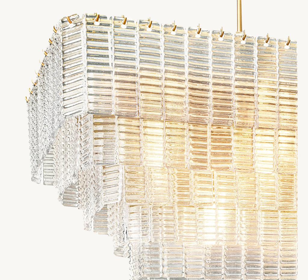 77 Inch Ribbed Clear Glass Rectangular Chandelier - Sirene