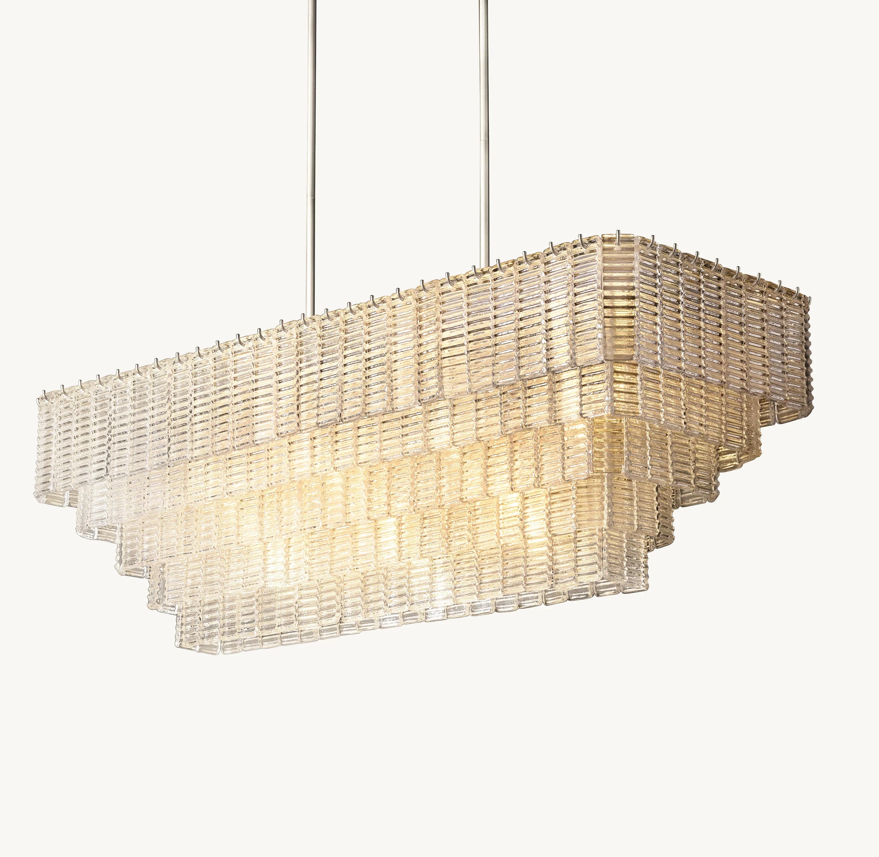 59 Inch Ribbed Clear Glass Rectangular Chandelier - Sirene
