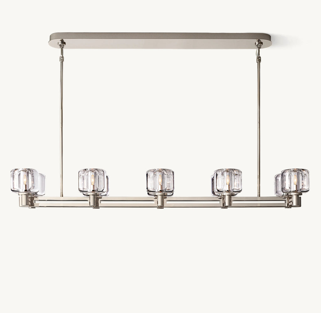54 Inch Crystal Double Linear Candle Chandelier - Demaret