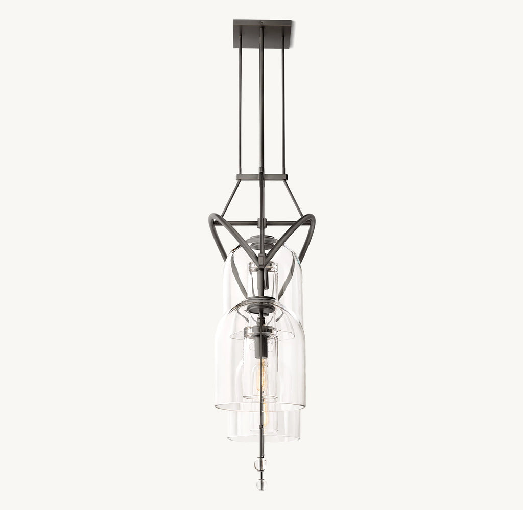 48 Inch Bell Glass Linear Chandelier - Fulcrum
